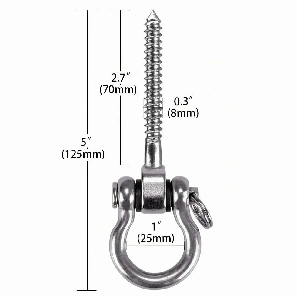 Crochet a Visser Acier Inoxydable 304 180° Max 450kg pour Hamac Balançoire Chaise Suspendue