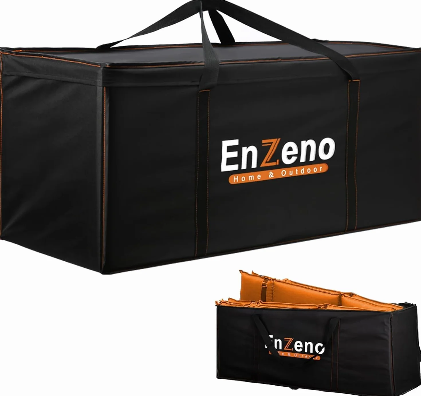 Enzeno Sac de rangement pour coussins de jardin 420D Oxford imperméable anti-UV 160x80x75 cm noir