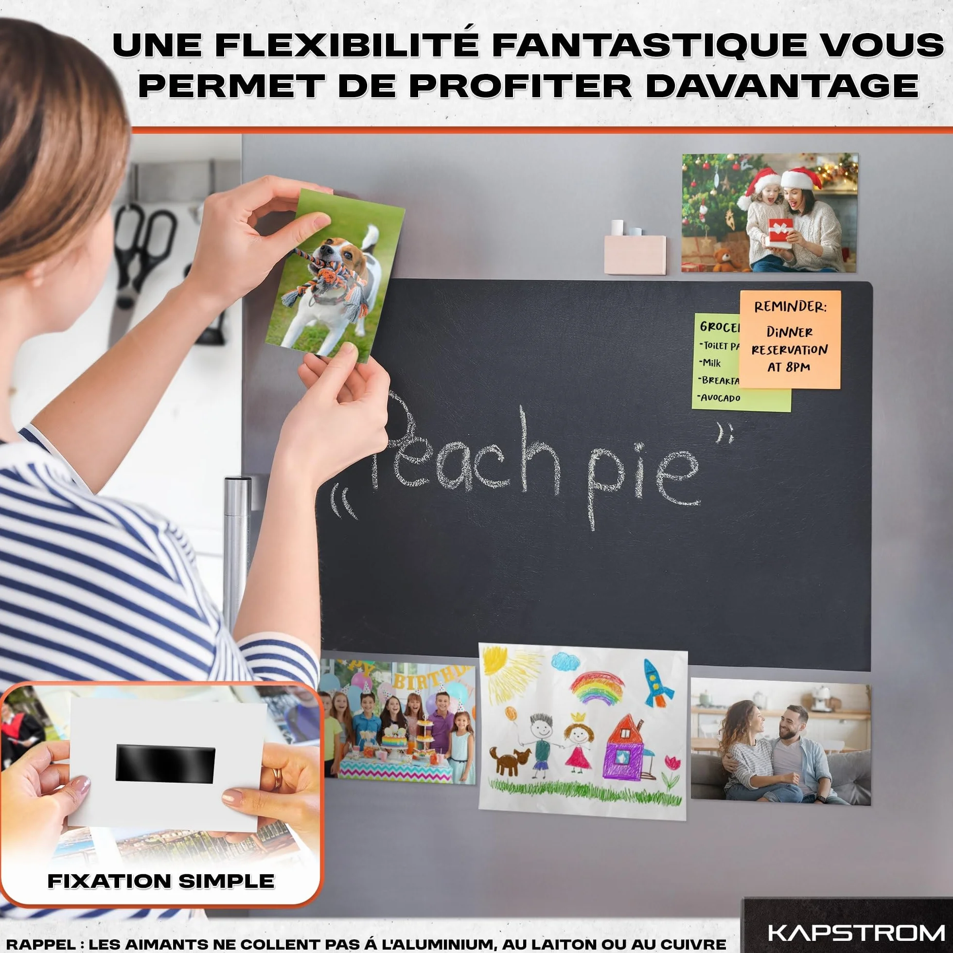 Rouleau de ruban magnétique KapStrom (3 mètres / 120" de long et 3 cm / 1,2" de large), bandes magnétiques de qualité supérieure avec support auto-adhésif solide 3M, facile à couper à la taille