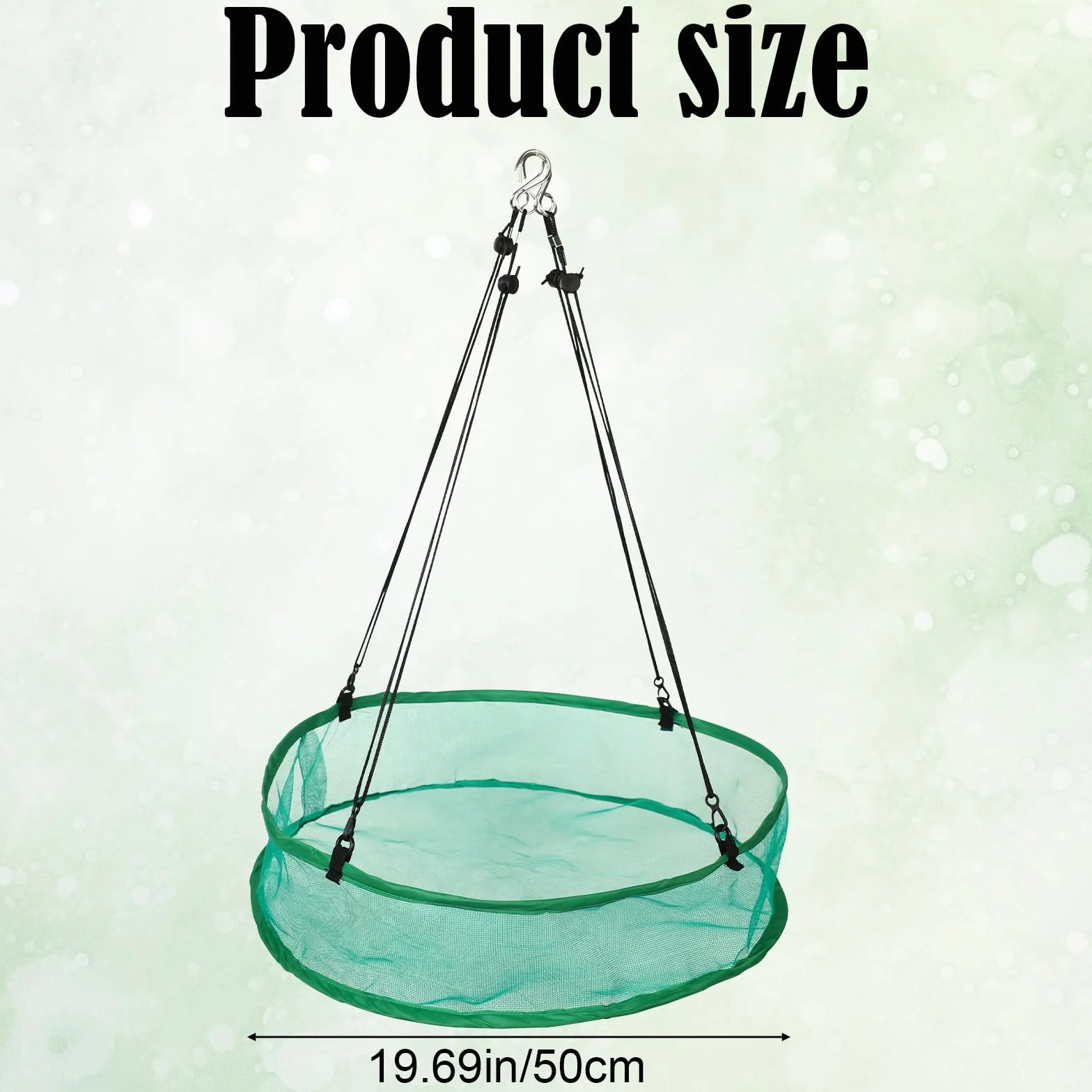 Lyreh Plateau Récupérateur de Graines pour Oiseaux 50cm, 8 Cordes Suspension 4 Sacs Rangement, Vert