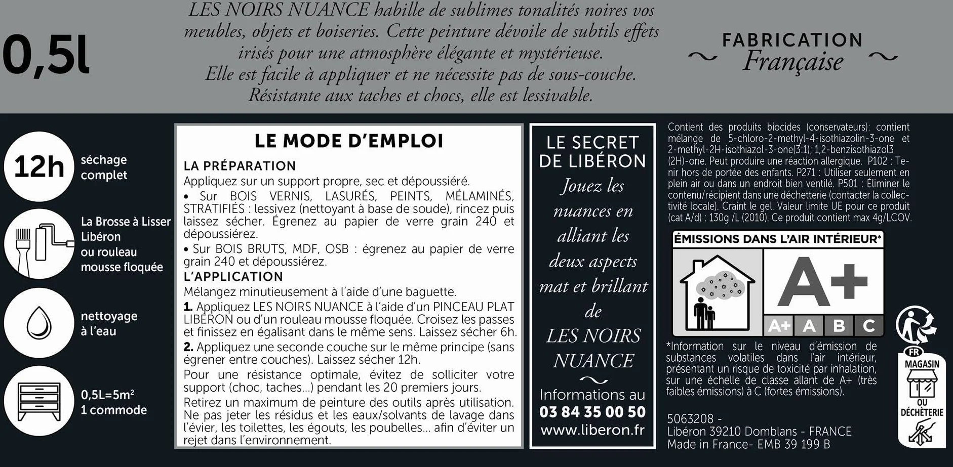 Libéron Peinture décorative Les noirs nuance, New black mat, 500ml