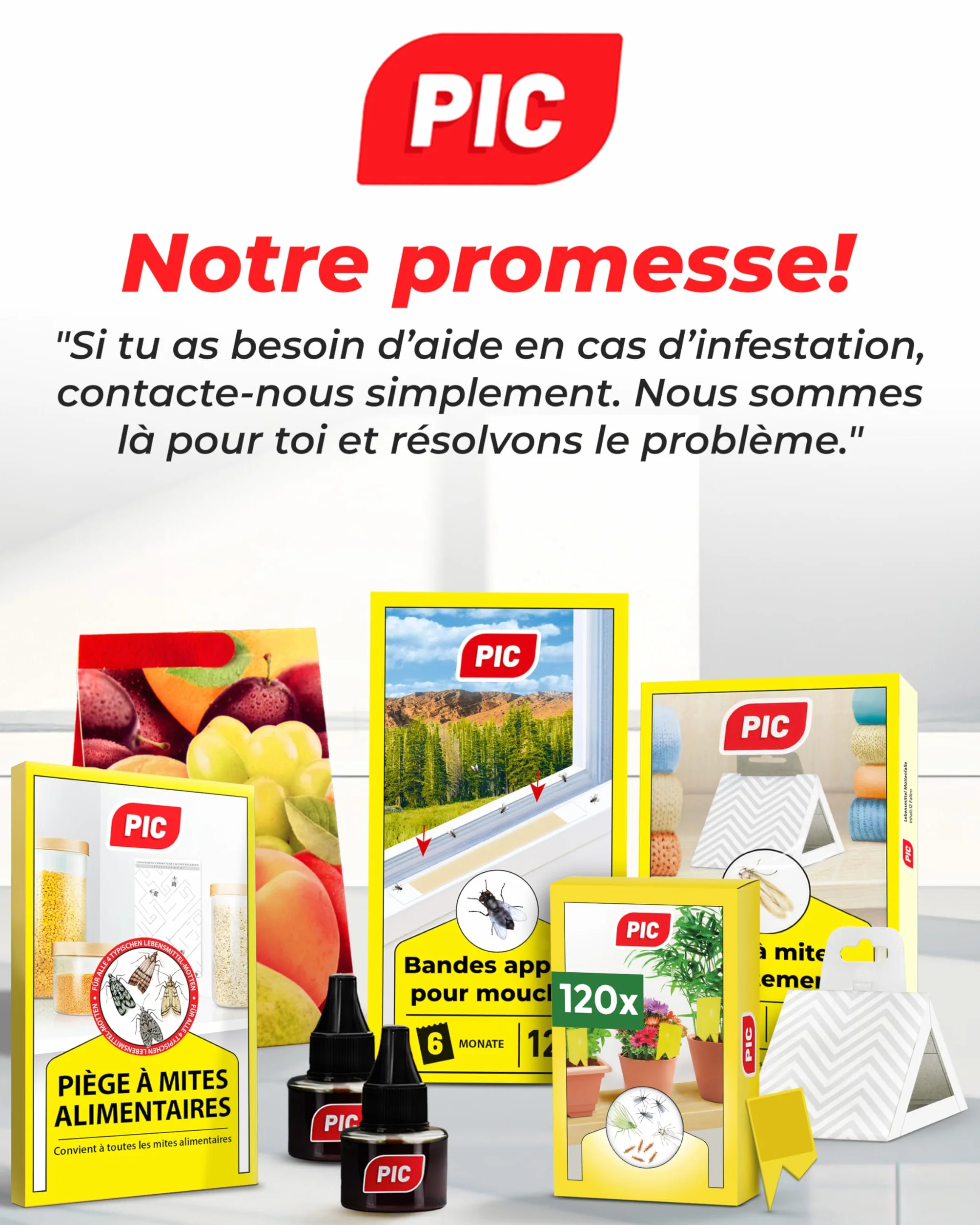 PIC Pièges à Mites Alimentaires 6 Pièges Anti Mites avec Phéromones pour Cuisine Placard Garde-Manger Protection 8 Semaines