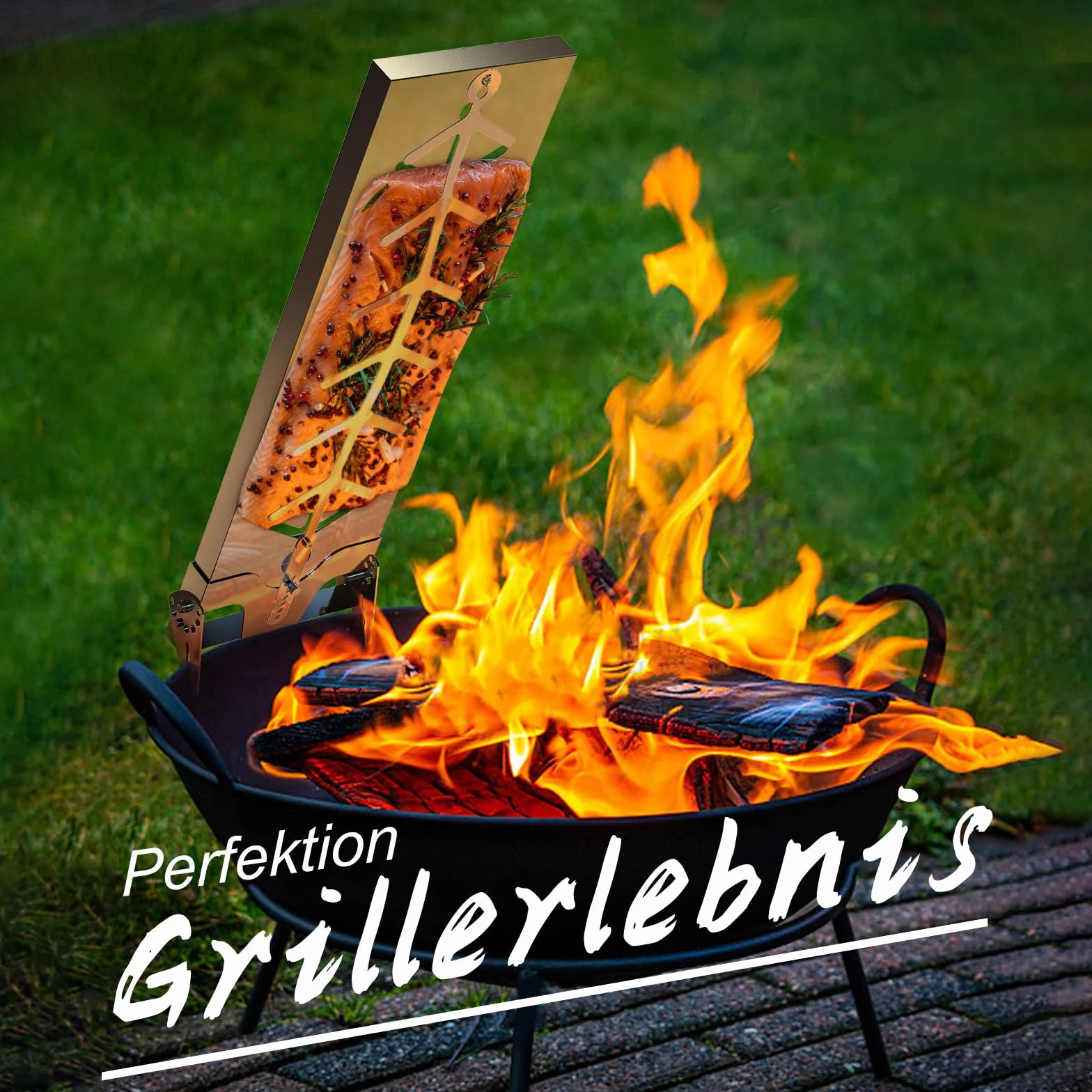 Planche à saumon en acier inoxydable 18 cm - Support pour saumon flambé - Convient pour brasero et barbecues