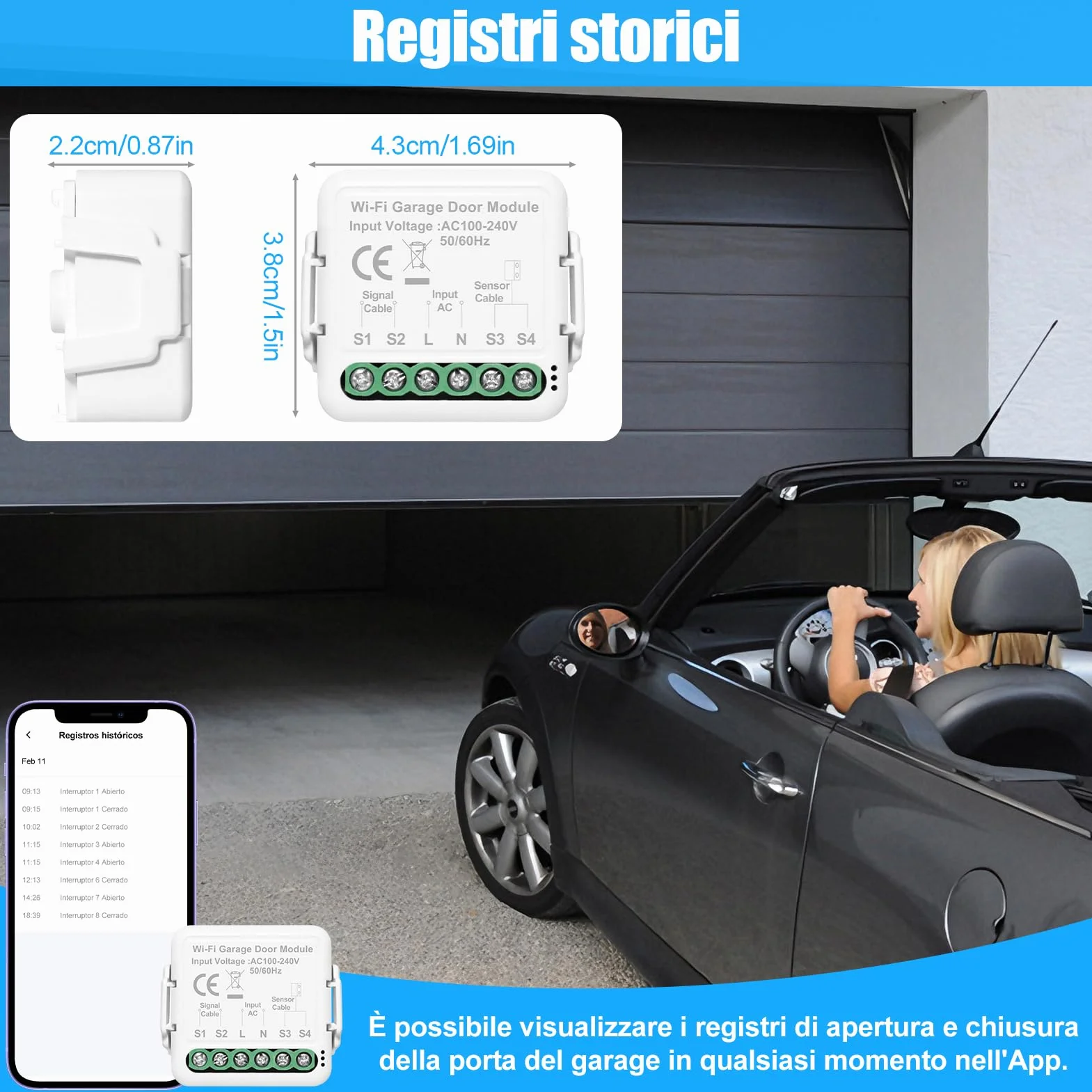 Ouvre-porte de garage intelligent, ouvre portail connecté wifi contrôle de l'application Tuya, ouverture portail connecté compatible avec Alexa et Google Assistant commande vocale (2 pièce)