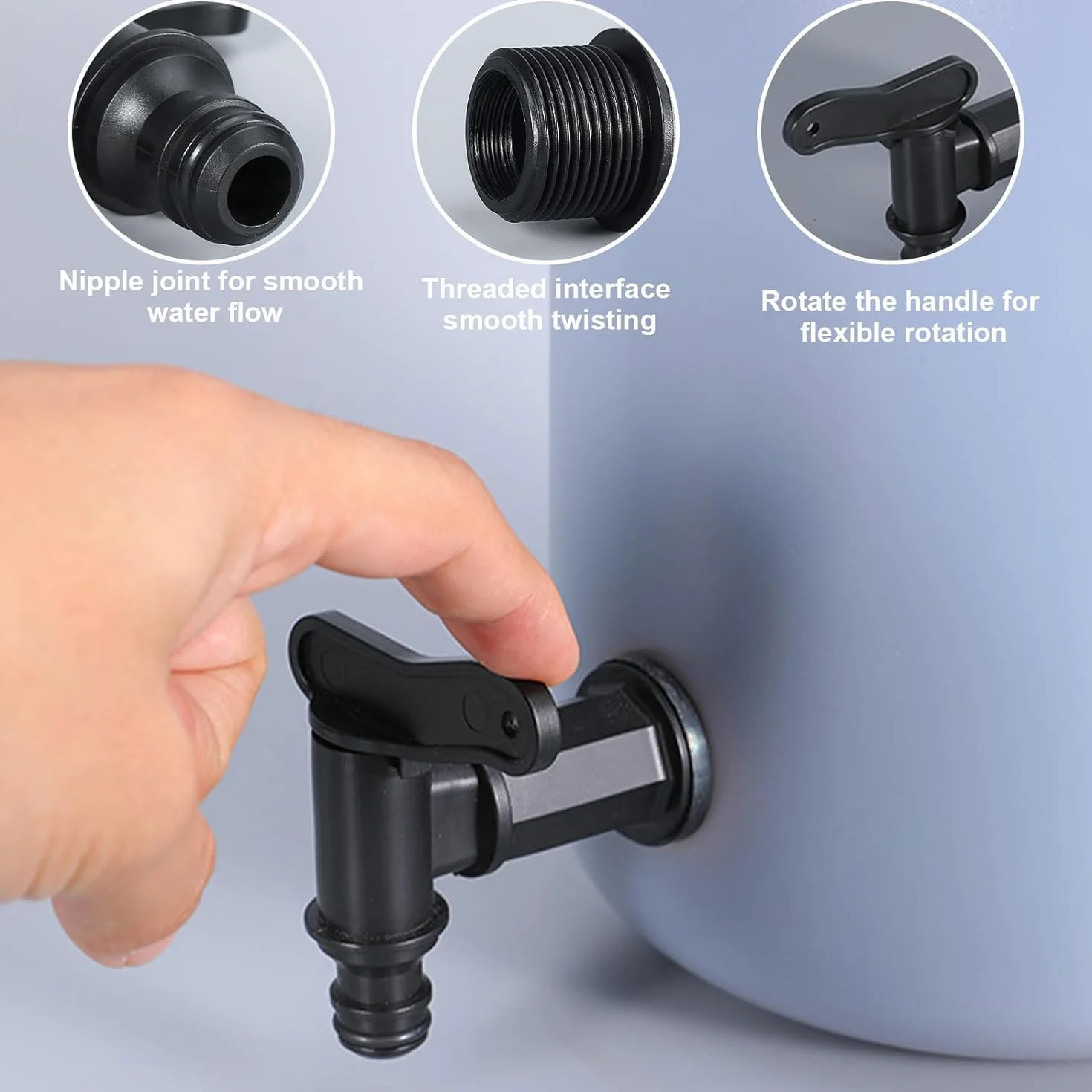 Robinet Cuve Plastique 3/4 Adaptateur Tuyau Arrosage Baril de Pluie Lot de 2