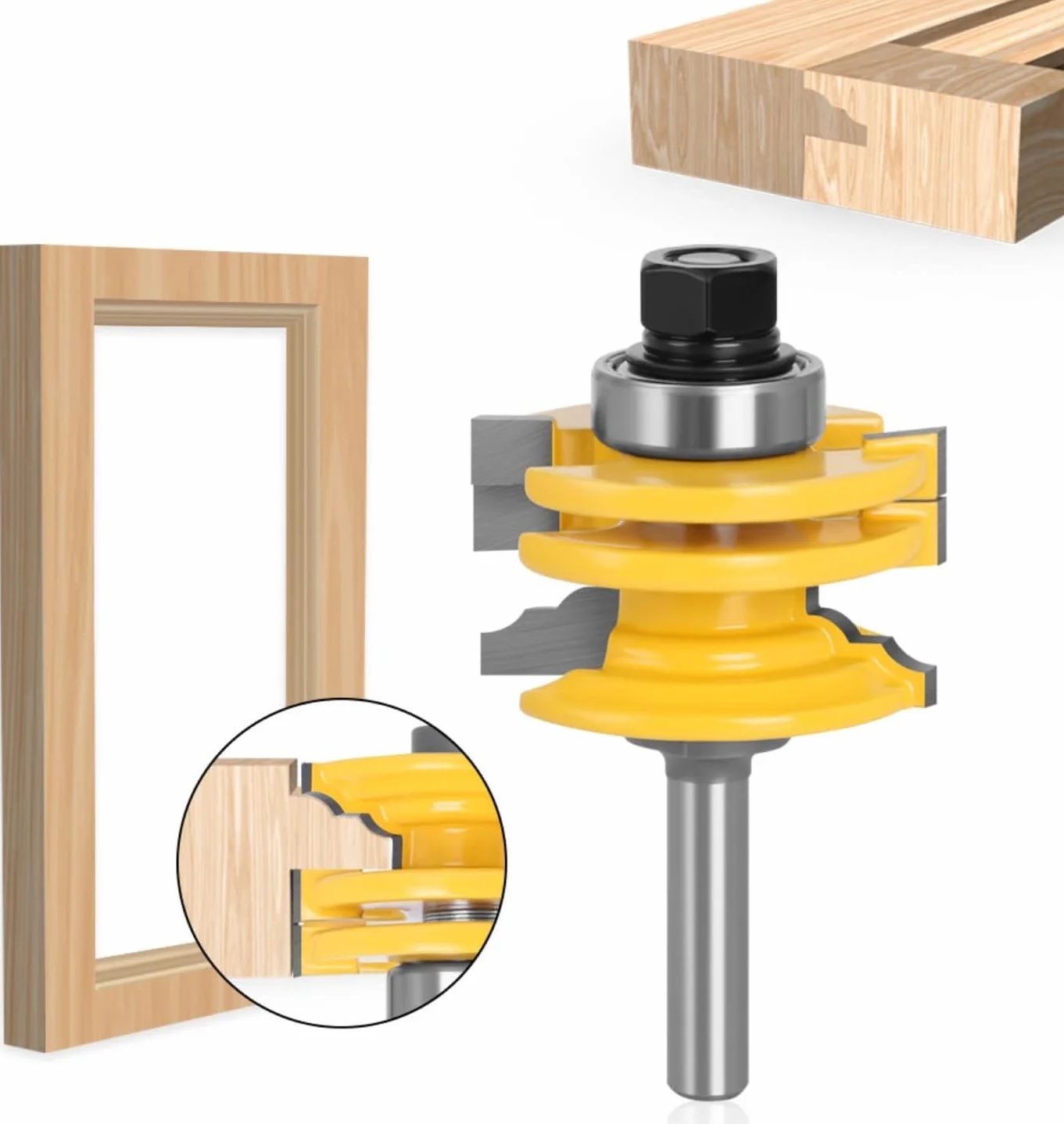 Lock Mitre Router Bit, APLUS Fraise à Bois, Fraise à Rainurer, Tenon Joint Cutter Pour Outil de Coupe du Bois Pour Machine de Gravure, Machine de Décogeupa, Shank 8mm