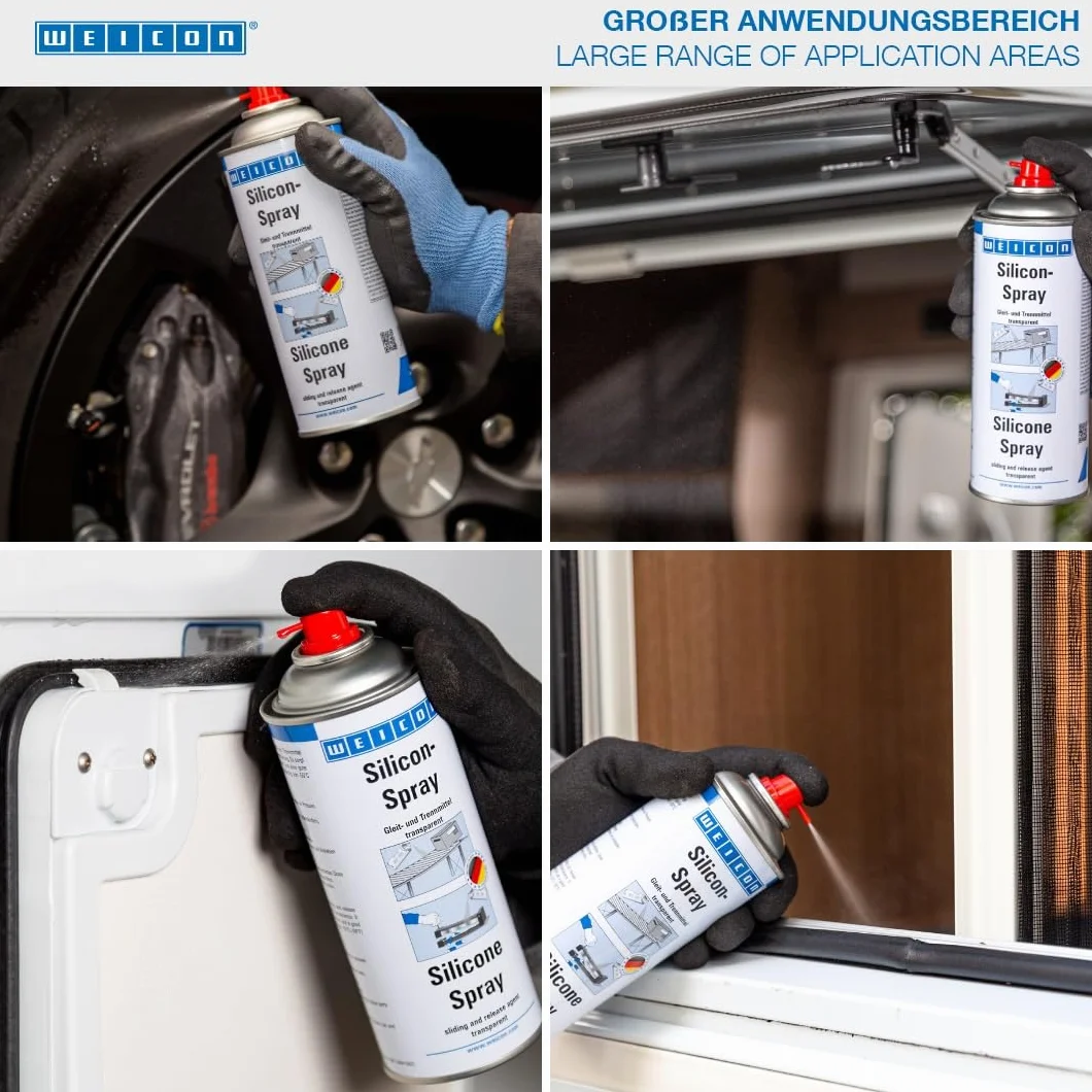 WEICON Spray Silicone 400ml / Agent de lubrification et séparation / Protection et entretien des plastiques, caoutchouc et métaux