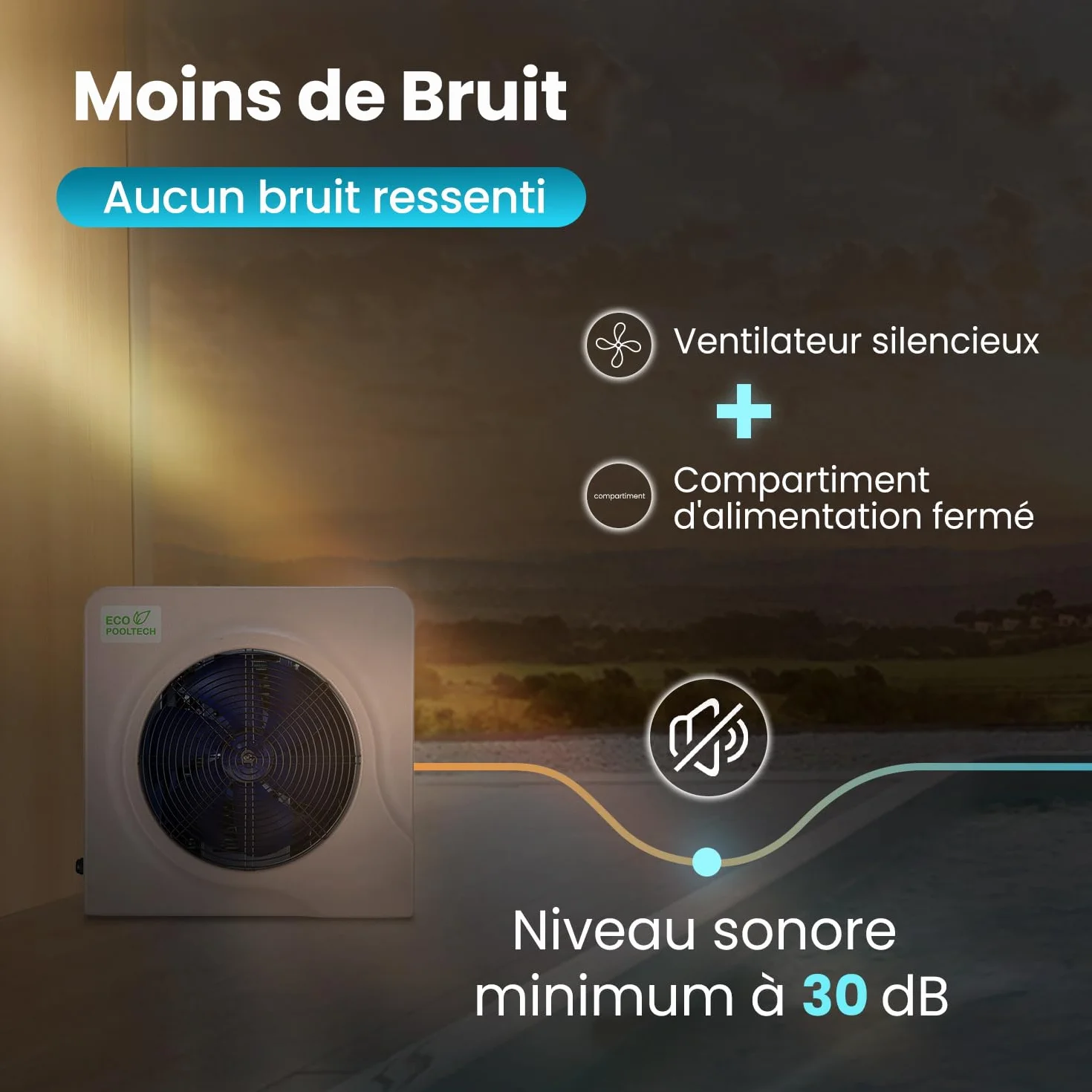 ECOPOOLTECH Pompe à Chaleur Piscine Hors Sol 30 000 l - 3,9 KW Chauffage Marron