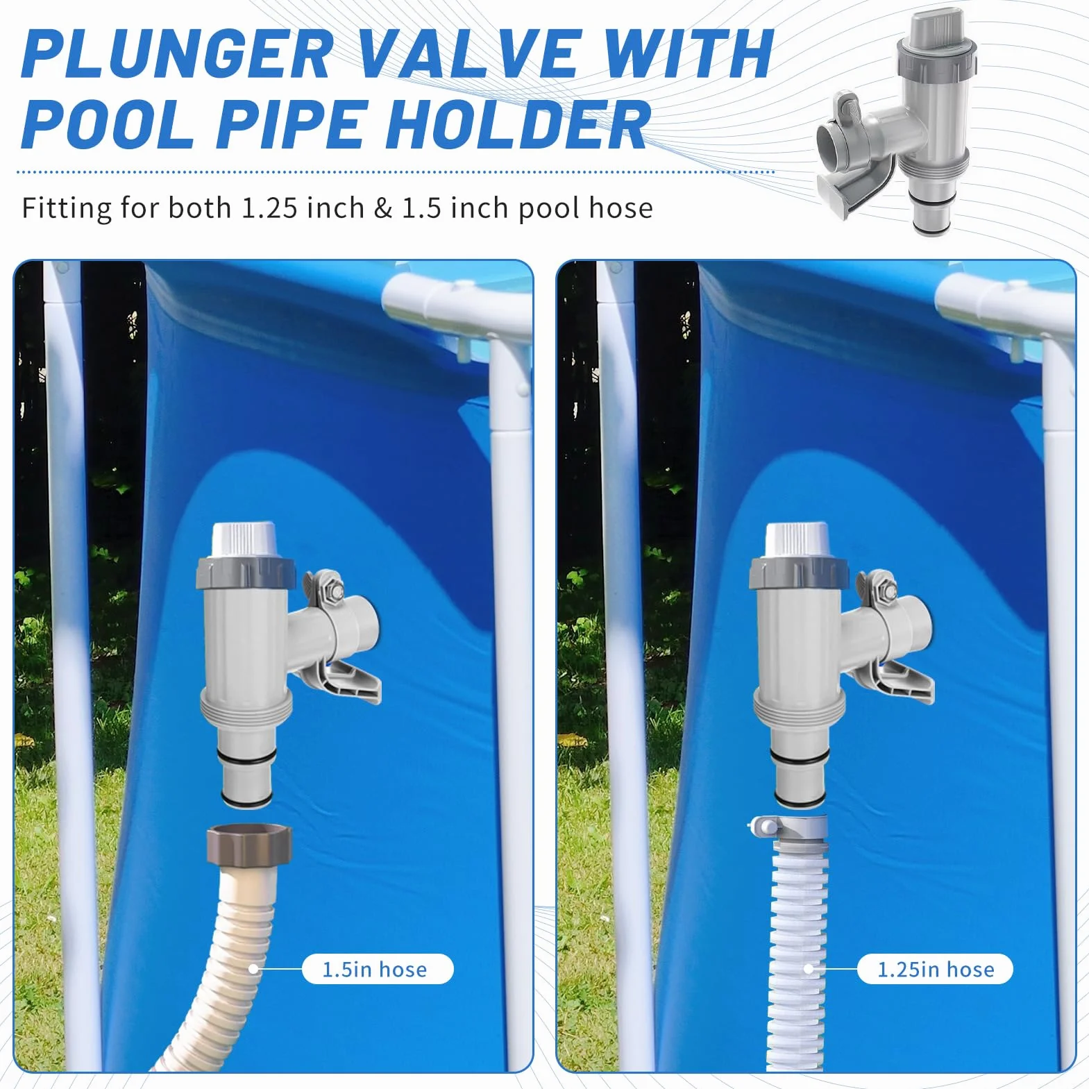 Robinet de Piscine 2 en 1 Valve à Piston Pièces de Rechange Accessoire Intex Bestway Coleman Robinet d'Arrêt Piscine Hors Sol