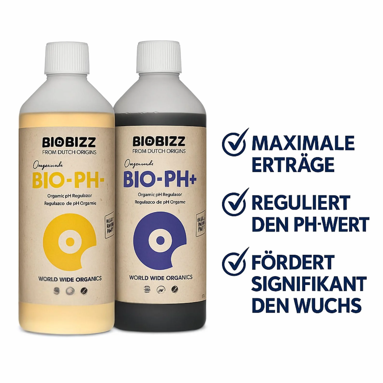 BioBizz Bio pH+ Plus 250 ML pH- Minus 250 ML - pH-Lifter Engrais Cultures d'intérieur