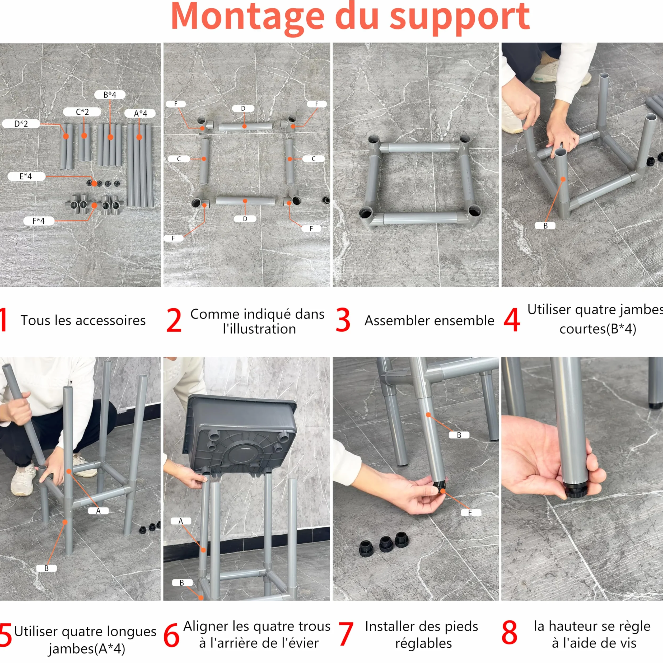 Évier utilitaire mural 42 x 32 cm avec trou de robinet 3,2 cm plastique