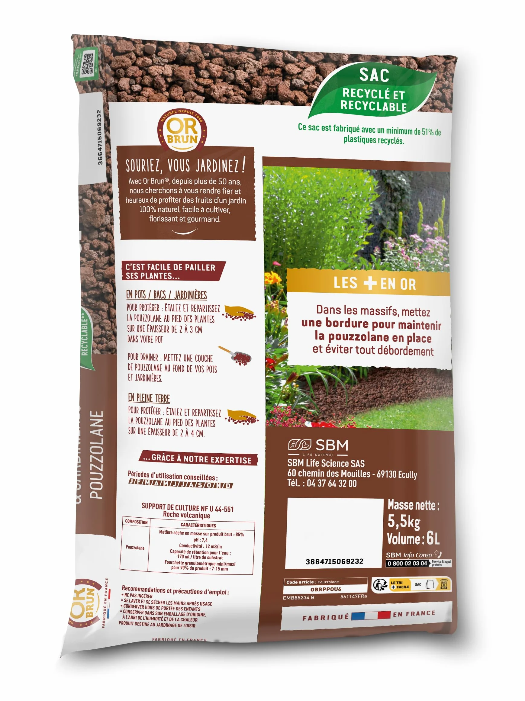 Pouzzolane Paillage 6L Protection Plantes