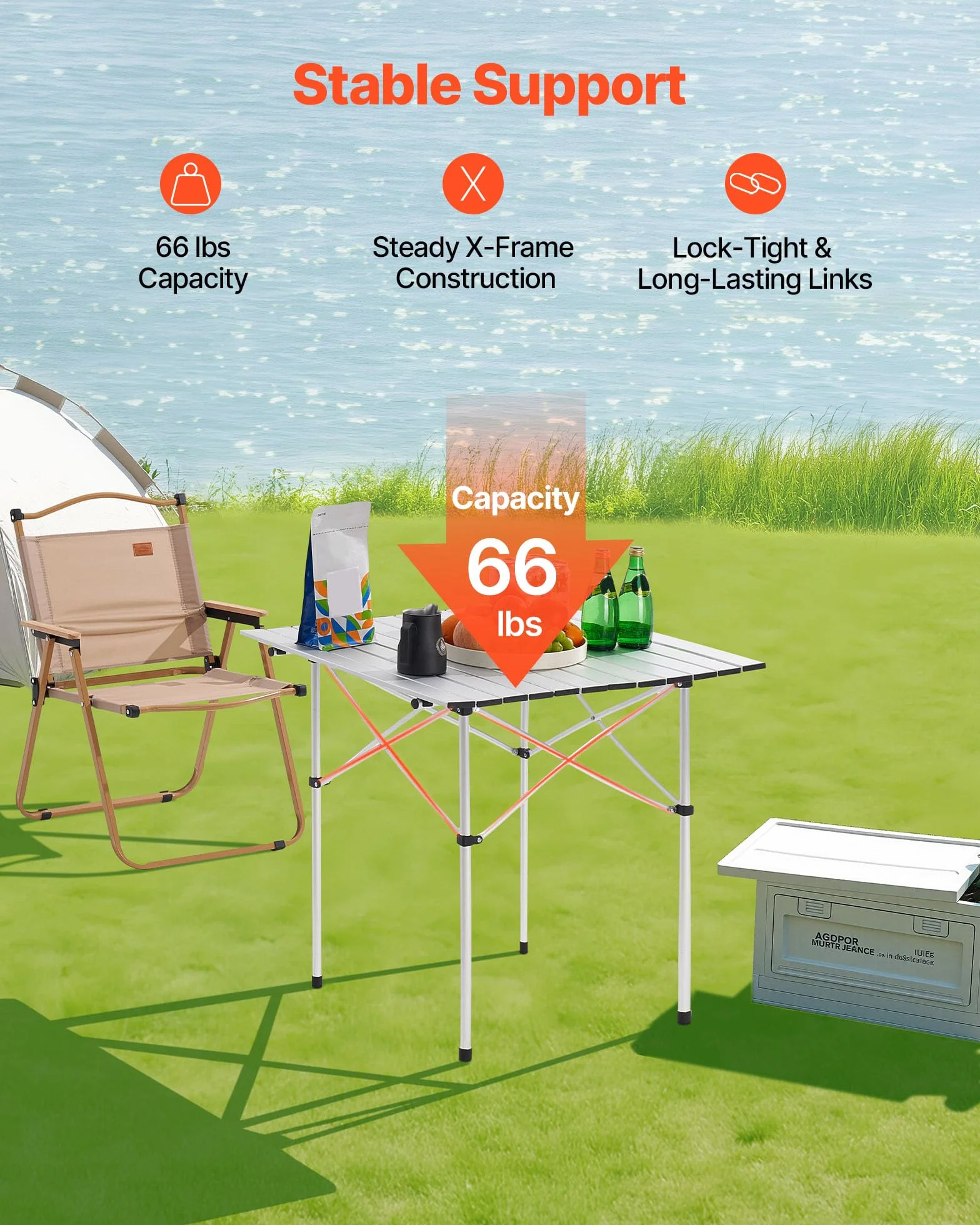 VEVOR Table de Camping Pliante 70x70 cm Aluminium Portable avec Sac de Transport