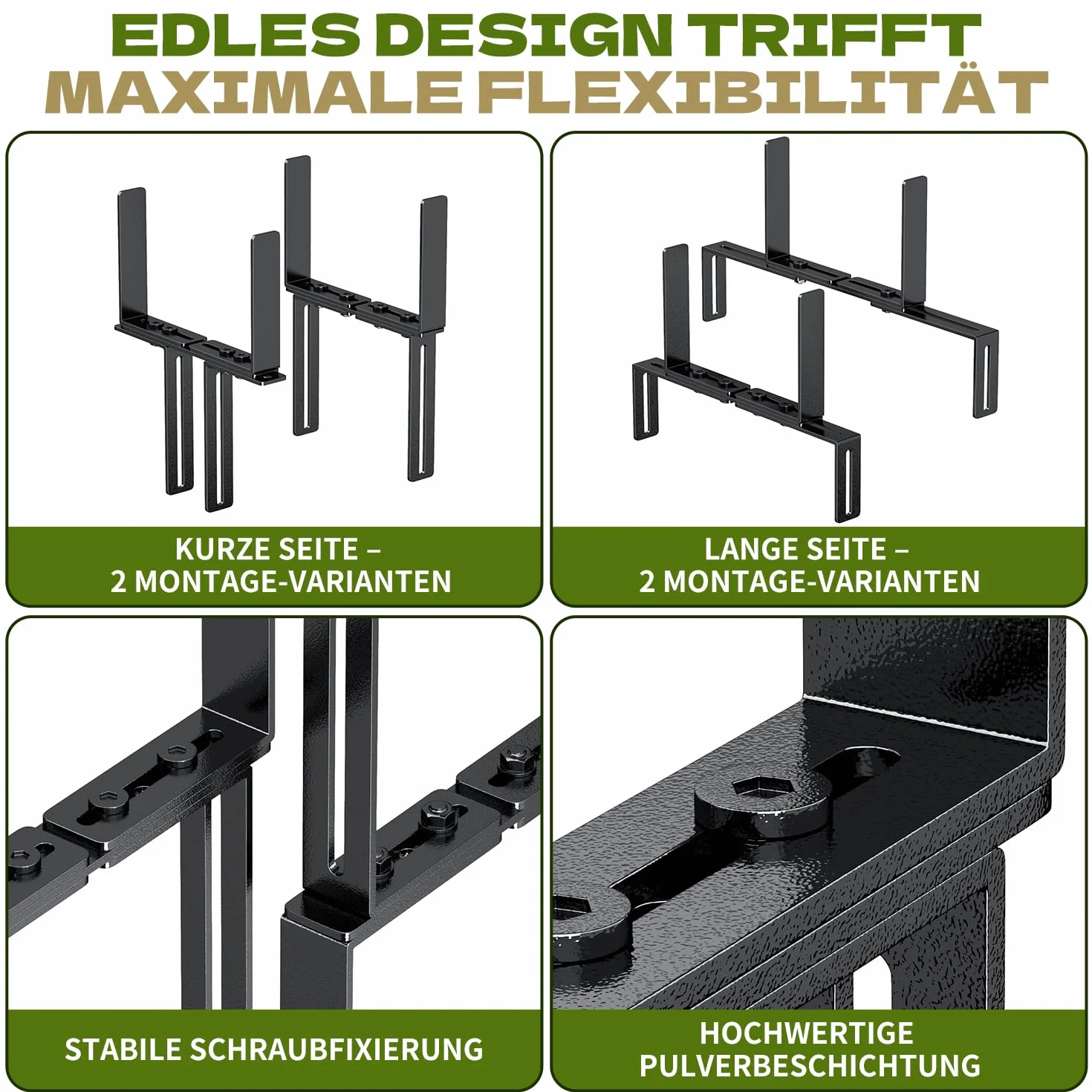 Lot de 6 supports de jardinière en forme de H sans perçage pour balustrades 1,5-32 cm et jardinières 15-23 cm