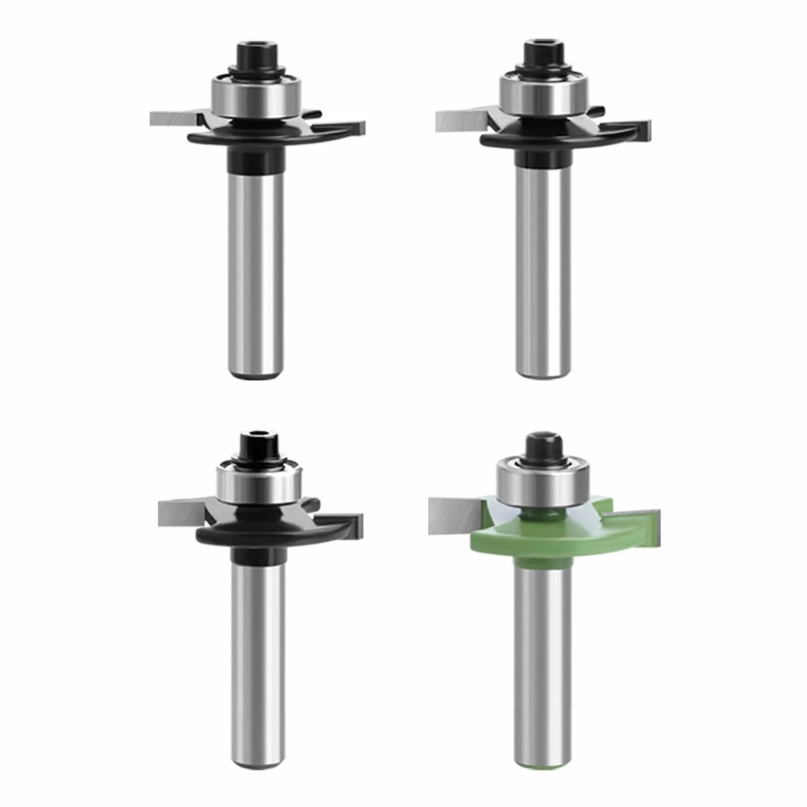 Lot de 4 fraises pour défonceuse à disque pour défonceuse - Tige de 8 mm - 2 mm, 3 mm, 4 mm, 5 mm - Avec roulements à billes - Outils pour le travail du bois, fraise à affleurer pour la coupe du bois