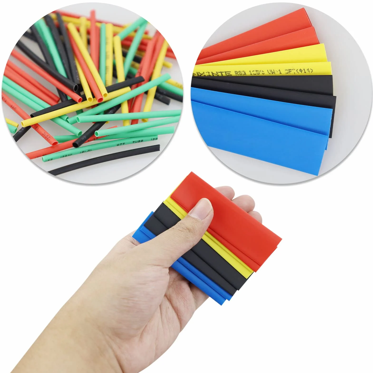 164 pièces Gaine thermorétractable - Kit de câble thermorétractable pour câble électrique 2: 1 Manchon de câble thermorétractable d'isolation électrique 5 couleurs en 8 tailles