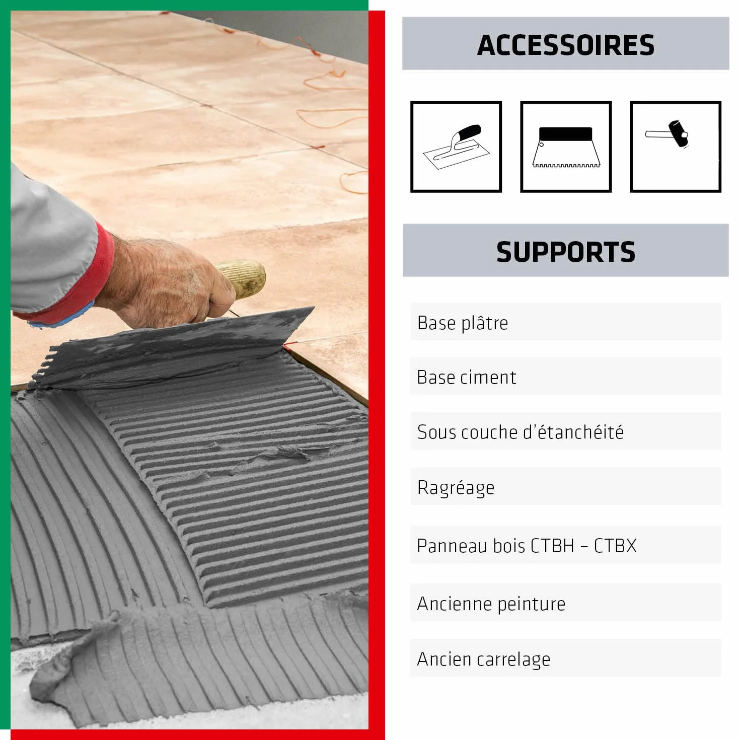 Parexlanko - Colle carrelage - Tous Carreaux Tous Supports - Blanc - Neuf et rénovation - Spécial grès cérame - Adhérence haute performance - 5kg
