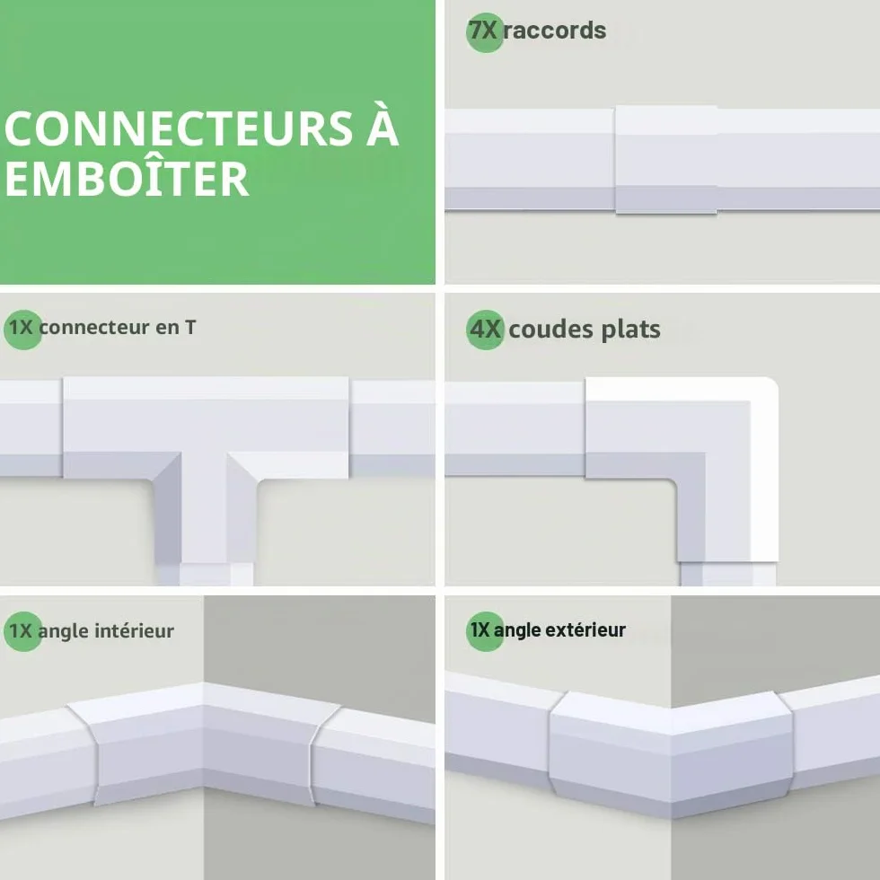 MUDEELA Cache Fil Electrique, Goulotte Passe Cable Mural, Cache-Fil TV Mural en PVC Ignifuge, Installation Adhésive ou par Vis, Gestion des Câbles pour Maison et Bureau, Blanc, 30 × 17 × 400 mm