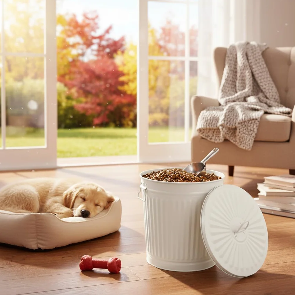 Poubelle Métal Galvanisé 35L Ø36xH36,5cm Blanc Crème
