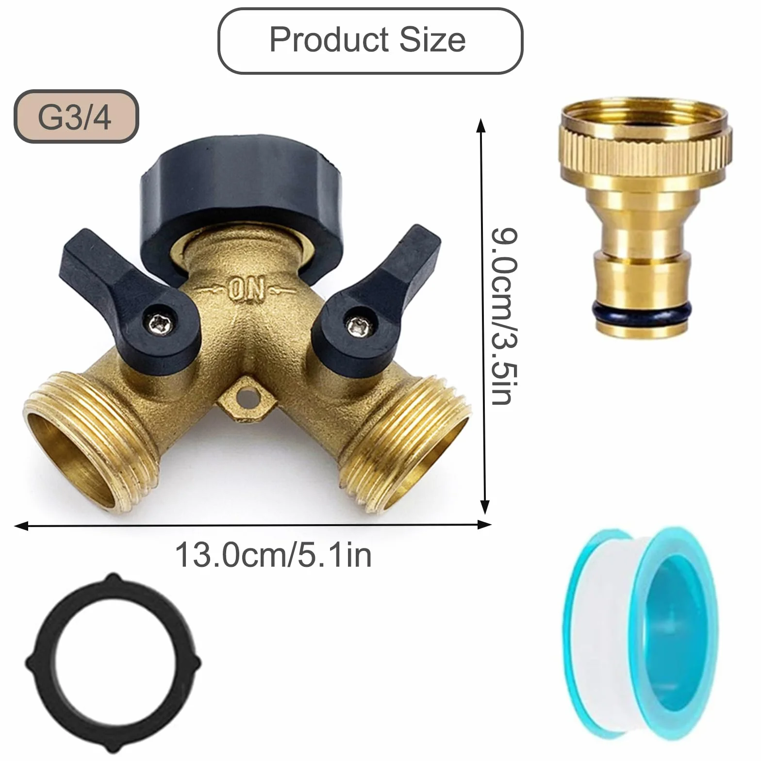 Y-Distributeur Robinet Double Sortie avec Interrupteur de Commande 936 pour Lave-Linge