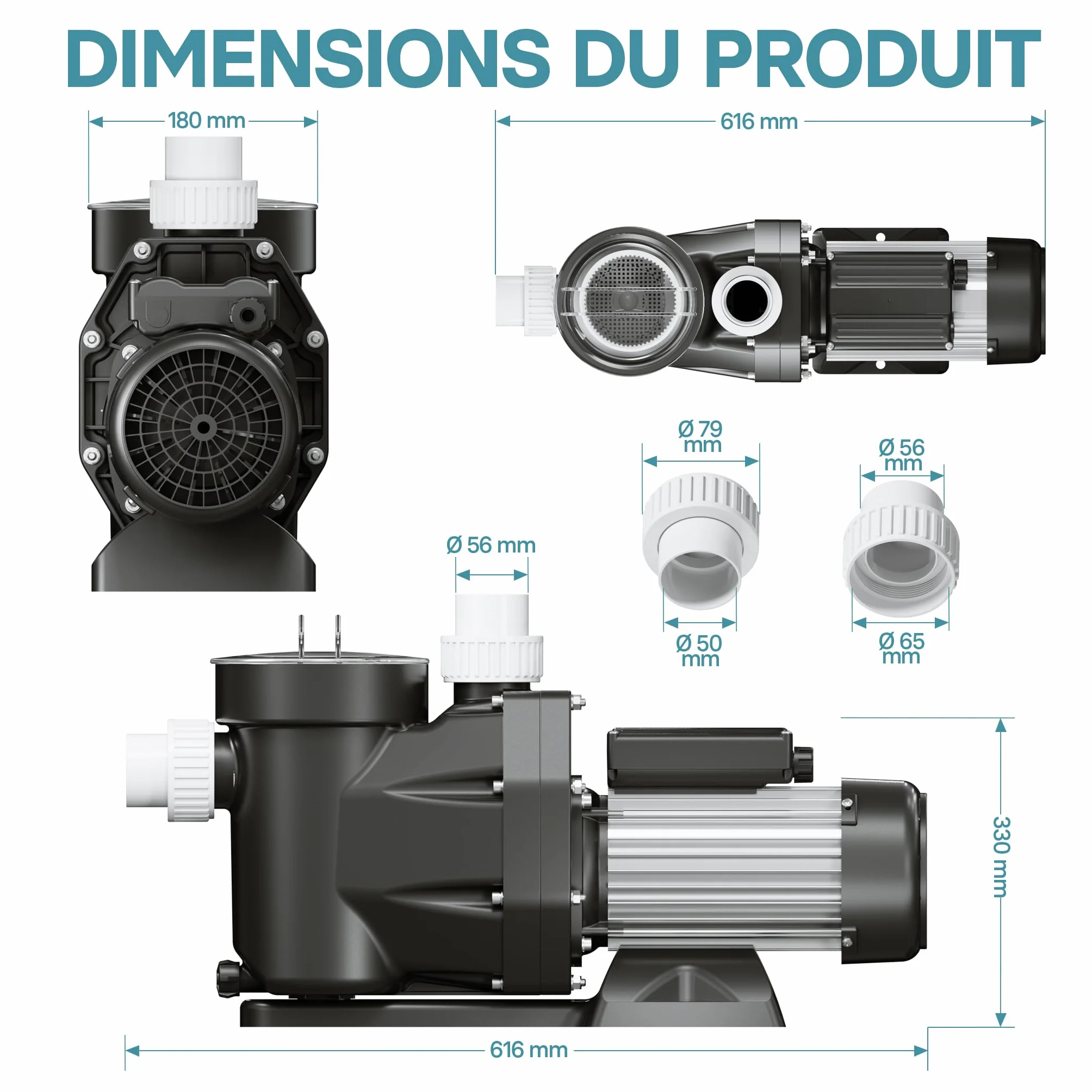 Pompe piscine 1500 W Débit 33600 l/h Filtration Circulation Eau Pool