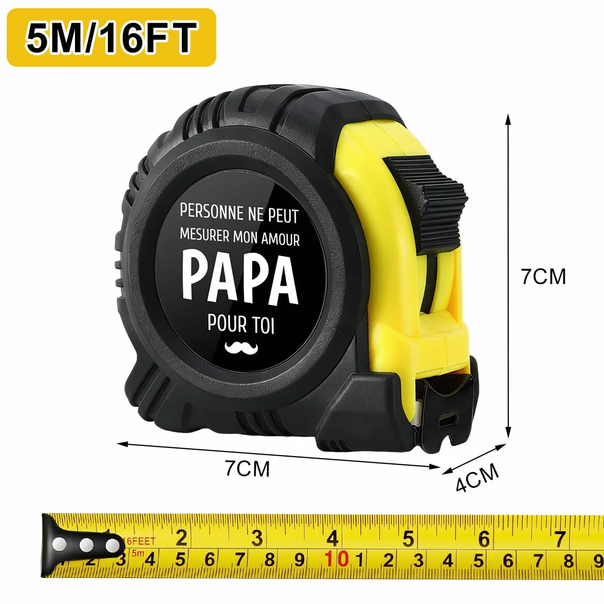 Mètre Ruban Cadeau Fête des Pères Jaune
