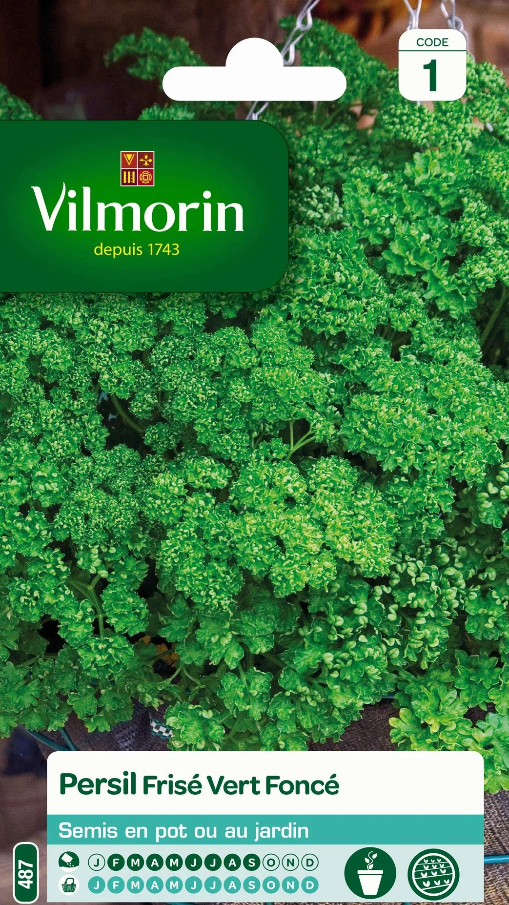 Vilmorin Persil frisé Vert foncé Aromatique Culture en Pot Jardin rendement 2x2m