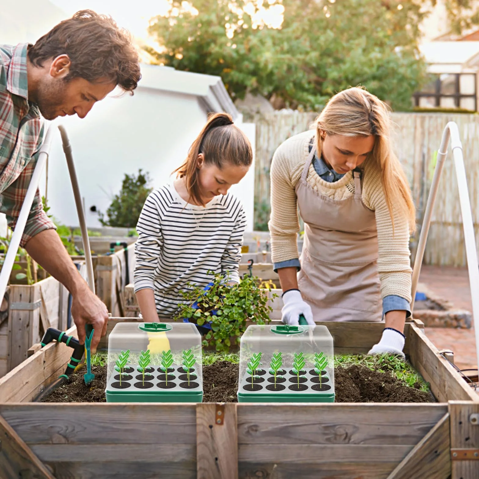 KEWUZY Mini Serre pour Plantes 5 Pièces Bac à Semis avec Couvercle Surélevé et Évents