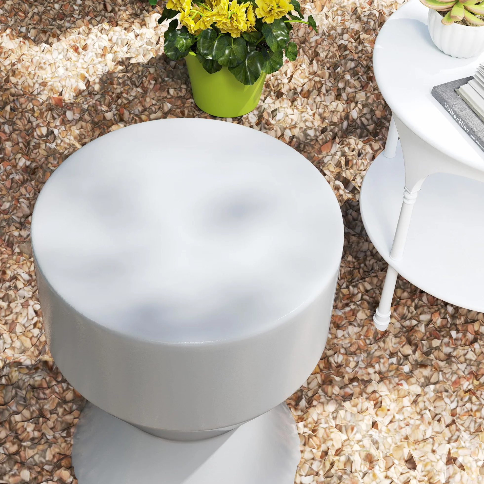 Outsunny Tabouret en céramique 120 kg 33 x 45,5 cm Résistant aux intempéries Gris clair
