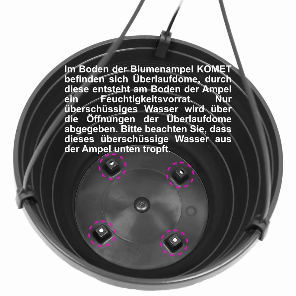MePla KOMET Lot de 2 pots de fleurs suspendus 30 cm Anthracite Résistants aux intempéries UV