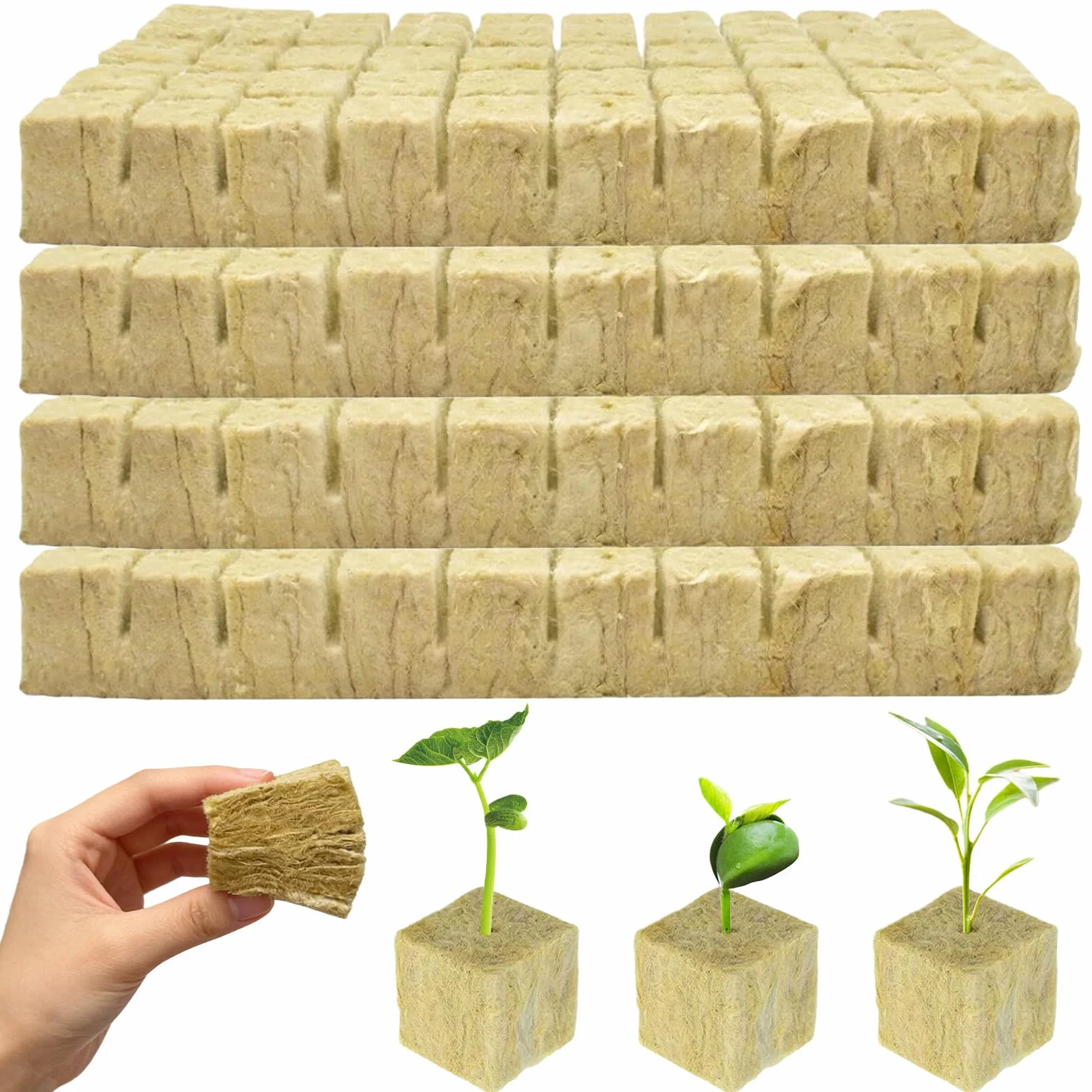 Rockwool Cube Lot de 200 cubes de laine de roche 25 x 25 x 25 mm Tapis de culture pour clonage