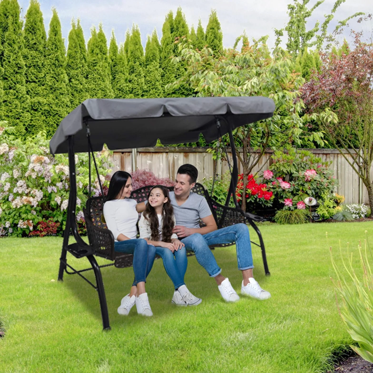 Housse de Rechange Toit Balancelle Jardin Imperméable Protection UV Gris L