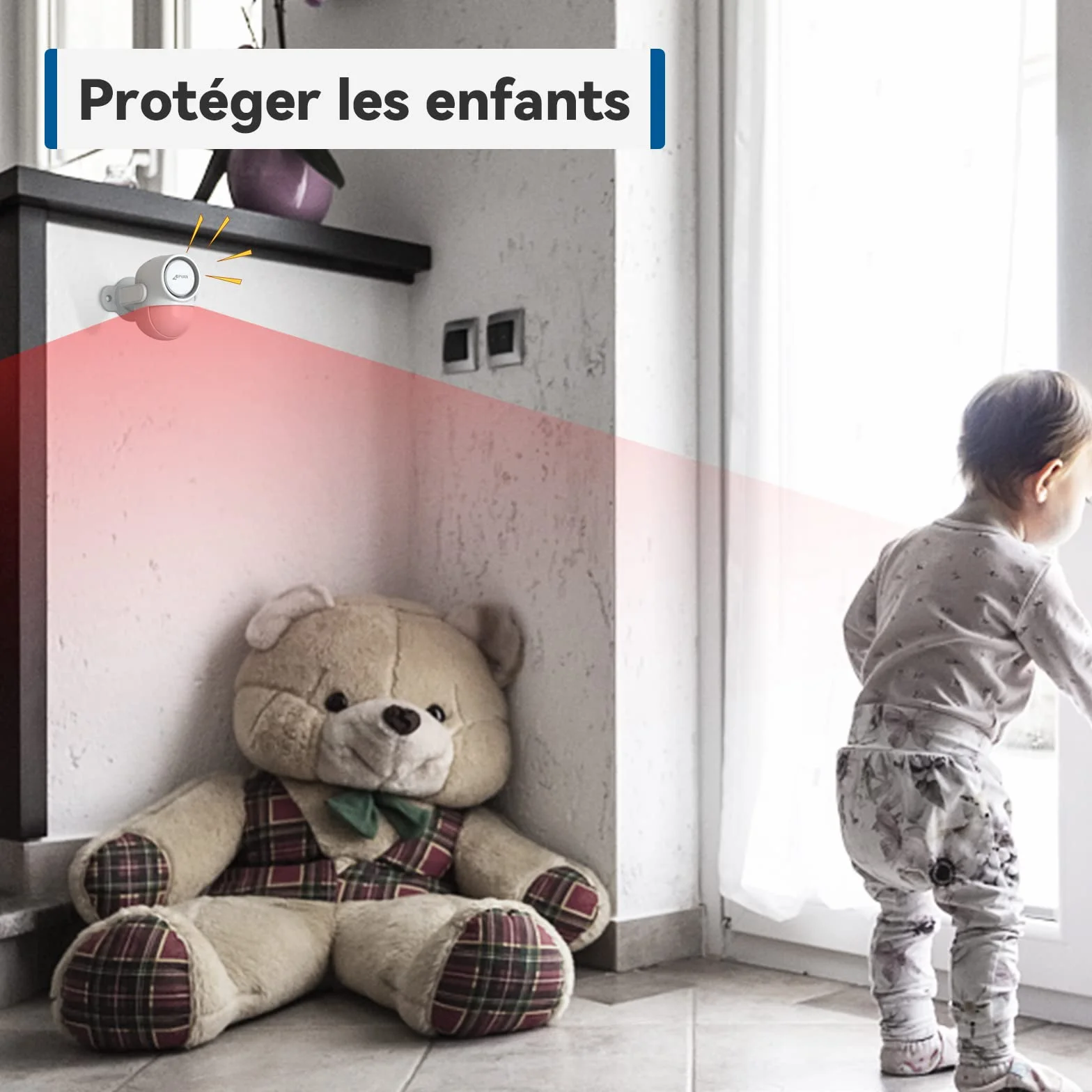 CPVAN Alarme Détecteur de Mouvement, Intérieur Alarme Maison sans Fil avec Sirene (125dB) Infrarouge Anti-Effraction, Battery Operated, Idéal de Magasin/Bureau/Maison/Porte/Garage