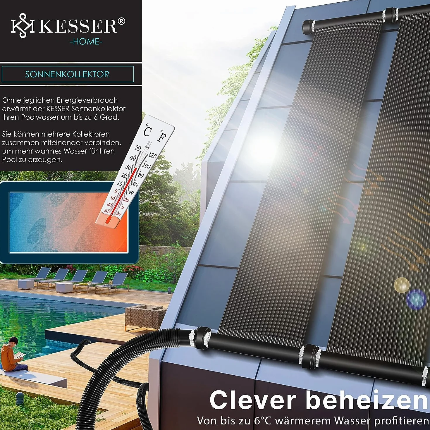 KESSER Chauffage Solaire pour Piscine Capteur Solaire 500 x 70cm UV Résistant
