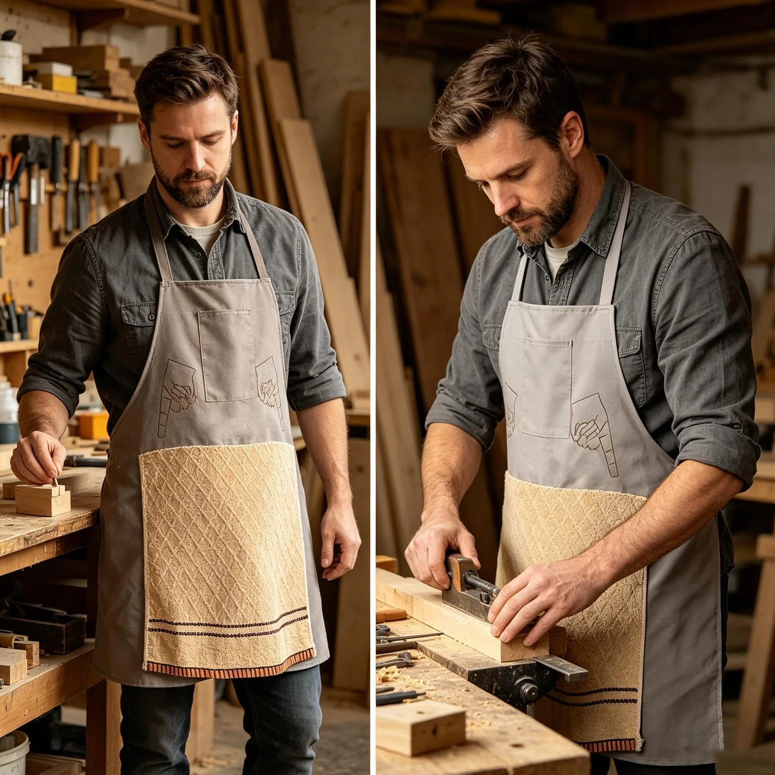 Tablier Cuisine Homme Humoristique Poche Secrète Réglable Barbecue Cadeau Fête des Pères
