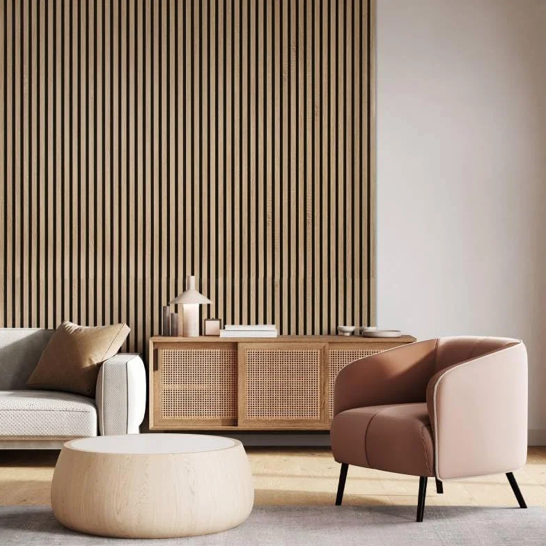 DECOON - Panneau Mural tasseaux Bois Rigide 250 x 30 x 1,4 cm - Décor chêne et Fond Noir - Revêtement décoratif 3D pour Murs intérieurs - Facile à Poser, Effet Relief Moderne - 0,75 m²
