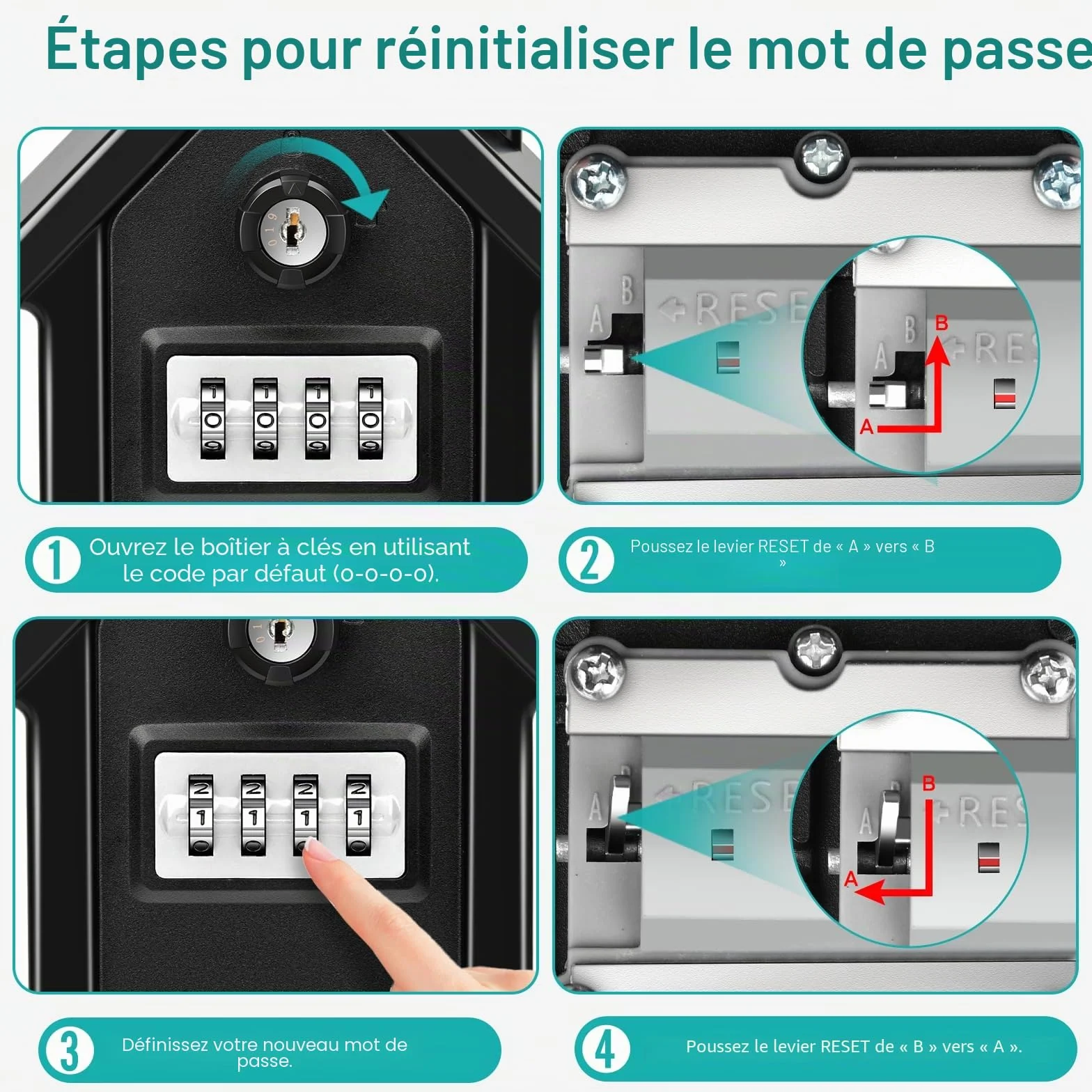 Coffre à Clé Mural Sécurisé Grand Format XL avec Code Numérique & Clés d'Urgence pour Extérieur Noir