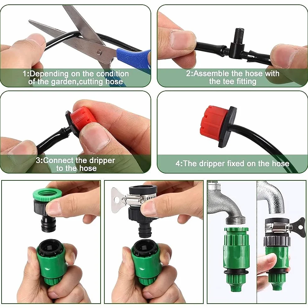 Kit d'Irrigation Goutte à Goutte 40M Tuyau 158 pcs Micro Irrigation Goutteur Réglable Système d'Arrosage Jardin