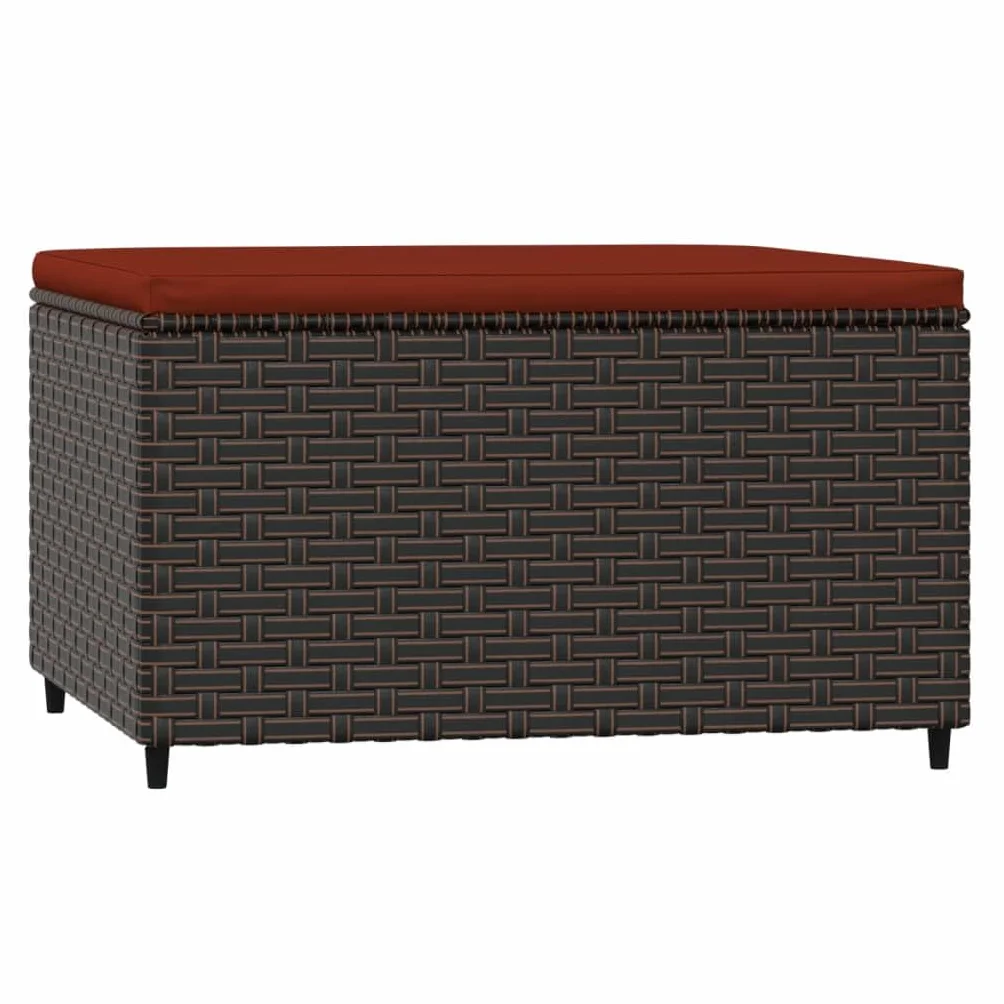 vidaXL Repose-Pied de Jardin avec Coussin Marron résine tressée Pouf Ottoman Tabouret