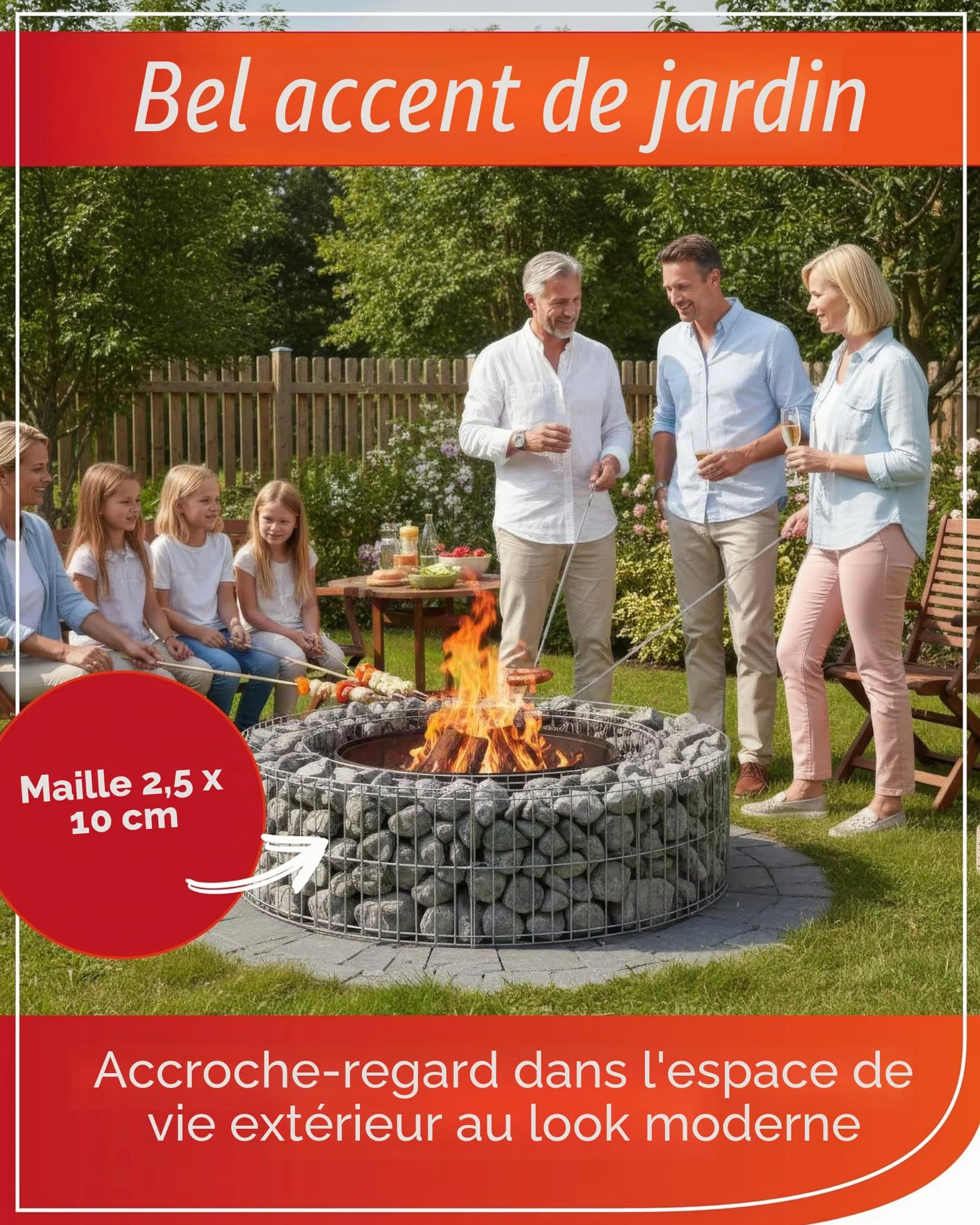Bellissa Foyer en Gabion Emplacement pour Faire Un Feu Diamètre 73/51 cm Hauteur 21 cm