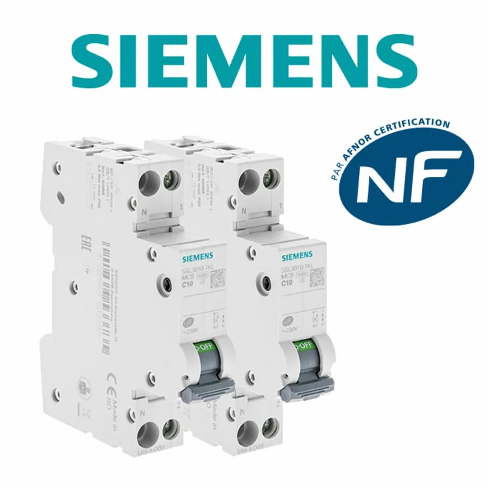 Lot de 2 Disjoncteurs électriques phase + neutre 10A
