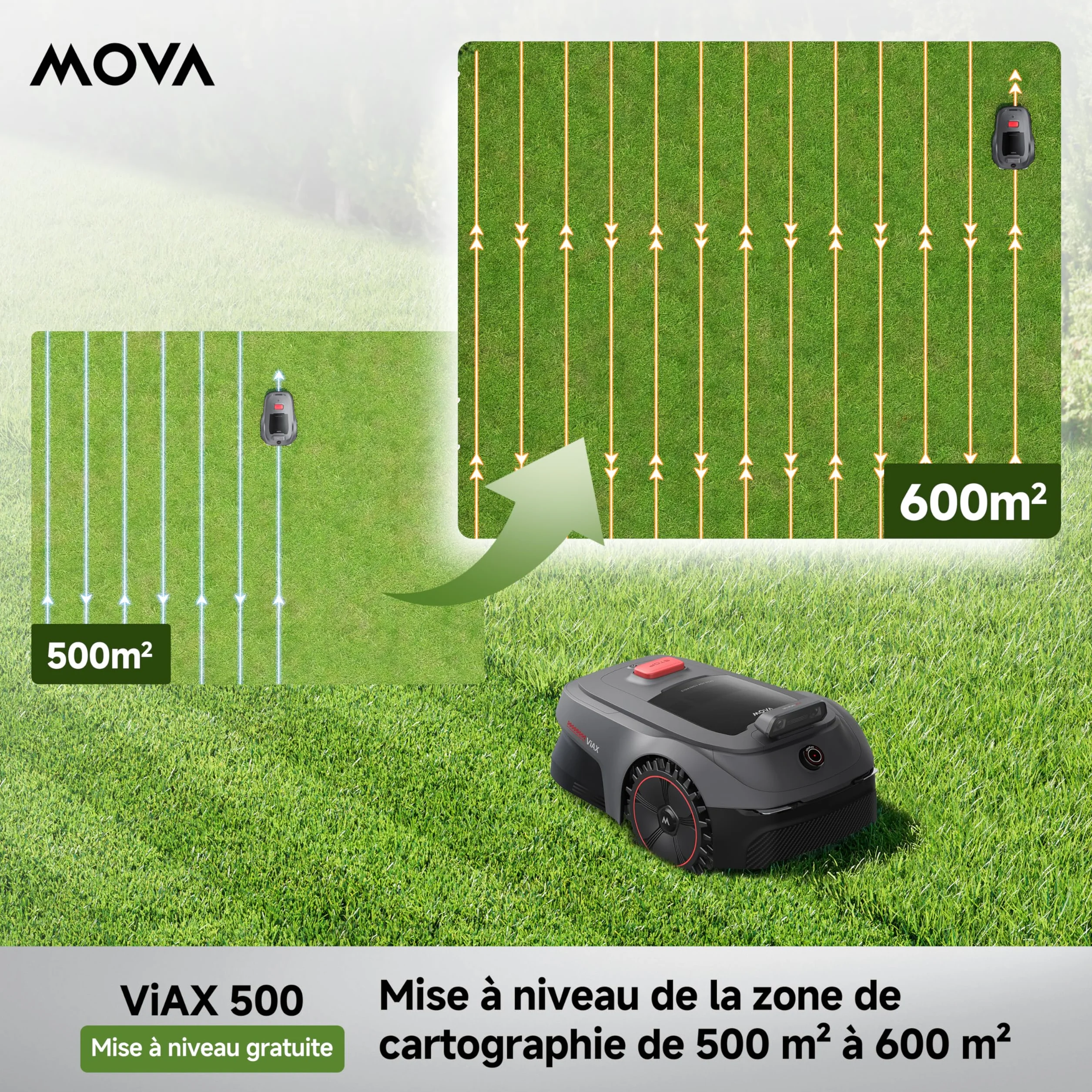 MOVA ViAX 500 Robot Tondeuse sans Fil 600 m² LiDAR 360° IA Double Vision