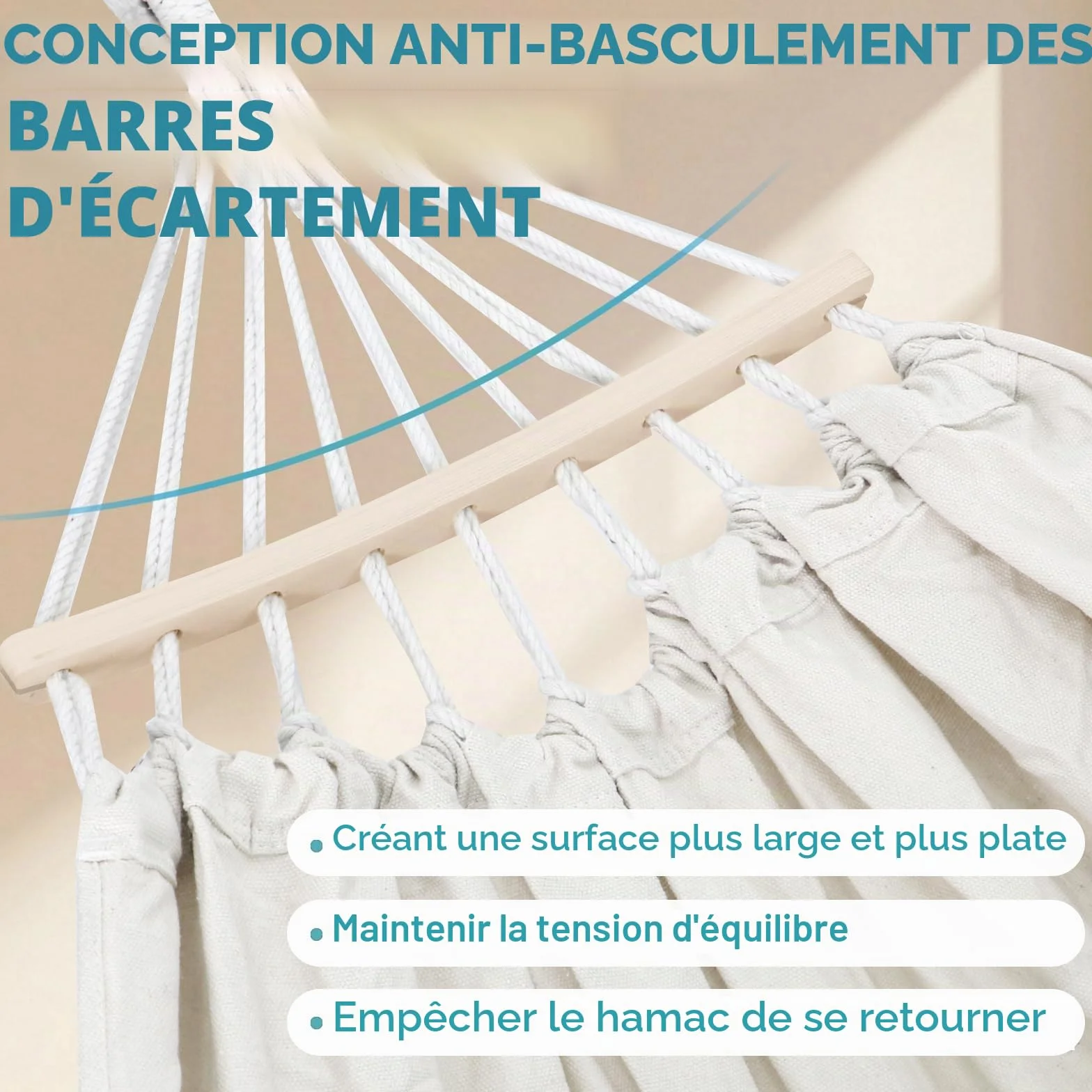 Anyoo Hamac de Jardin avec Tige en Bois courbée, Portable avec Ceinture, étui de Transport pour Extérieur