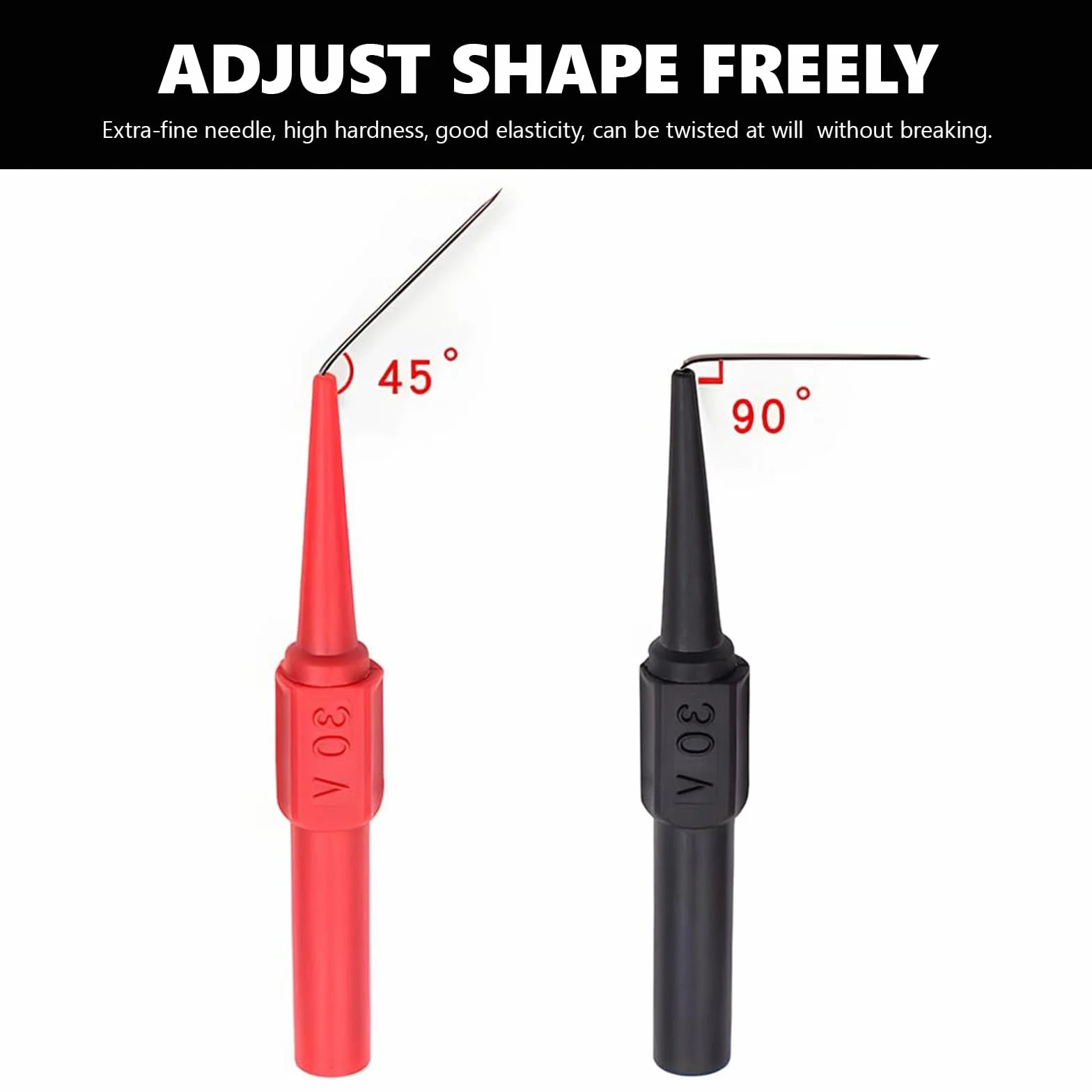 10 Pièces Sondes de Test pour Multimètre, Pointes de Mesure pour Multimètre, Pointe de Touche Multimetres avec Etui Protection Isolant 0.7mm pour Multimètres Laboratoires et Electriciens Rouge Noir