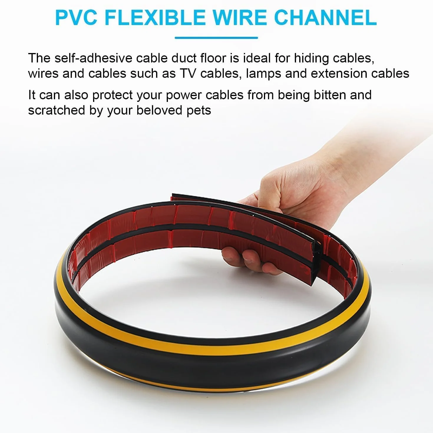 400 cm PVC Souple Goulotte Passe Cable Sol, Gaine Protege Cache Cable Electrique Noir et Jaune, Conduit Passage Plancher Facile à Couper et à Installer, pour Bureau, Atelier, Entrepôt, Concert, Etc