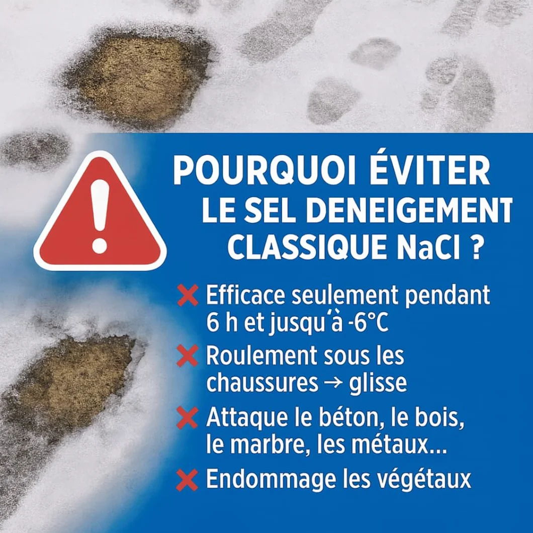 Sel de déneigement au calcium -50°C 8kg, action rapide longue durée non agressif animaux matériaux