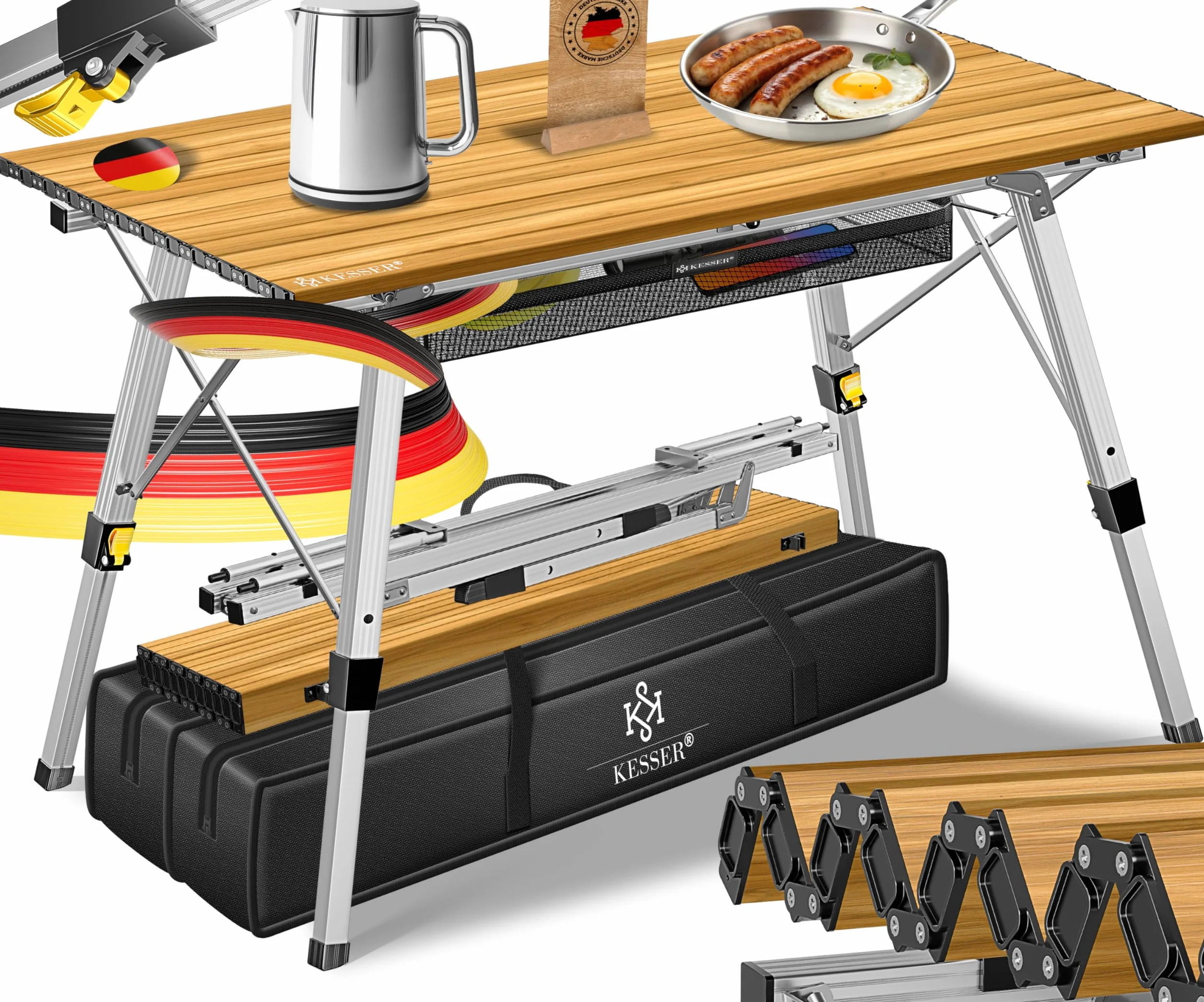 KESSER Table de camping pliable aluminium 120x70 cm réglable 100 kg avec sac de transport