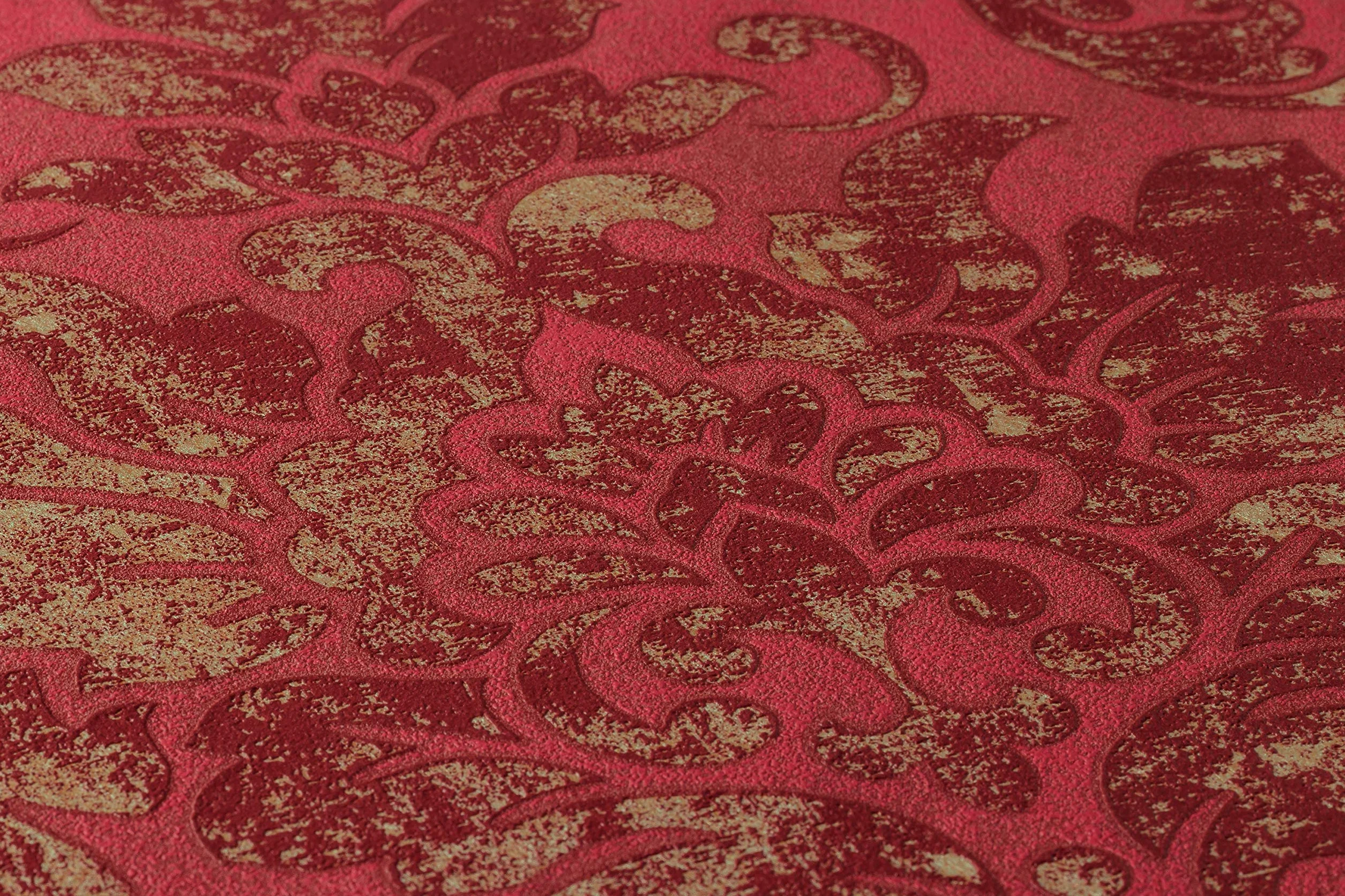 A.S. Création papier peint intissé Neue Bude 2.0 Edition 2 Used Glam papier peint baroque 10,05 m x 0,53 m rouge métallisé 374131 37413-1