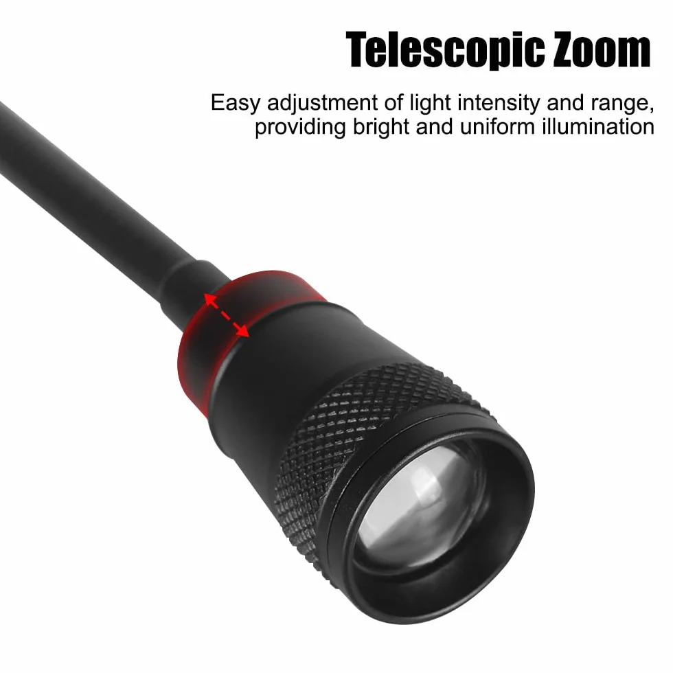 Lampe de Barbecue Télescopique Zoom Col de Cygne Flexible 360° Base Magnétique Extérieur