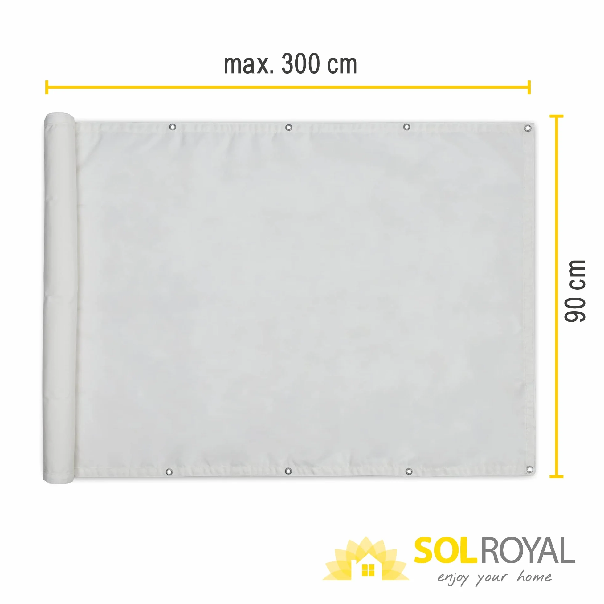 Sol Royal Brise Vue Balcon Extérieur PES SolVision PB2 90x300 cm Blanc Protection UV 160 g/m²